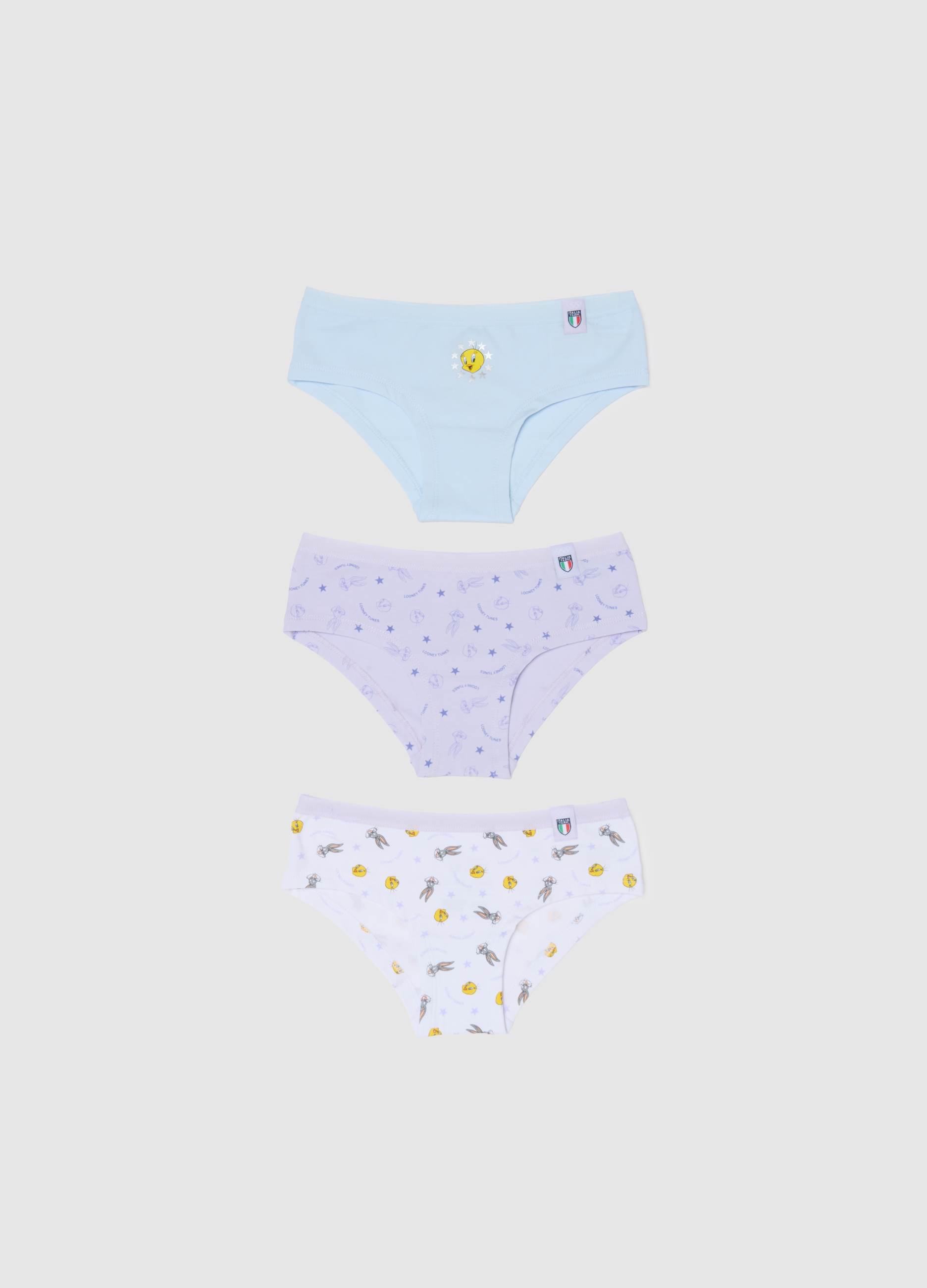 Tripack Culottes Multicolor De Bebé En Mezcla De Algodón Con Ajuste Regular, Niña, Azul Cielo/Morado, Talla: 3-4