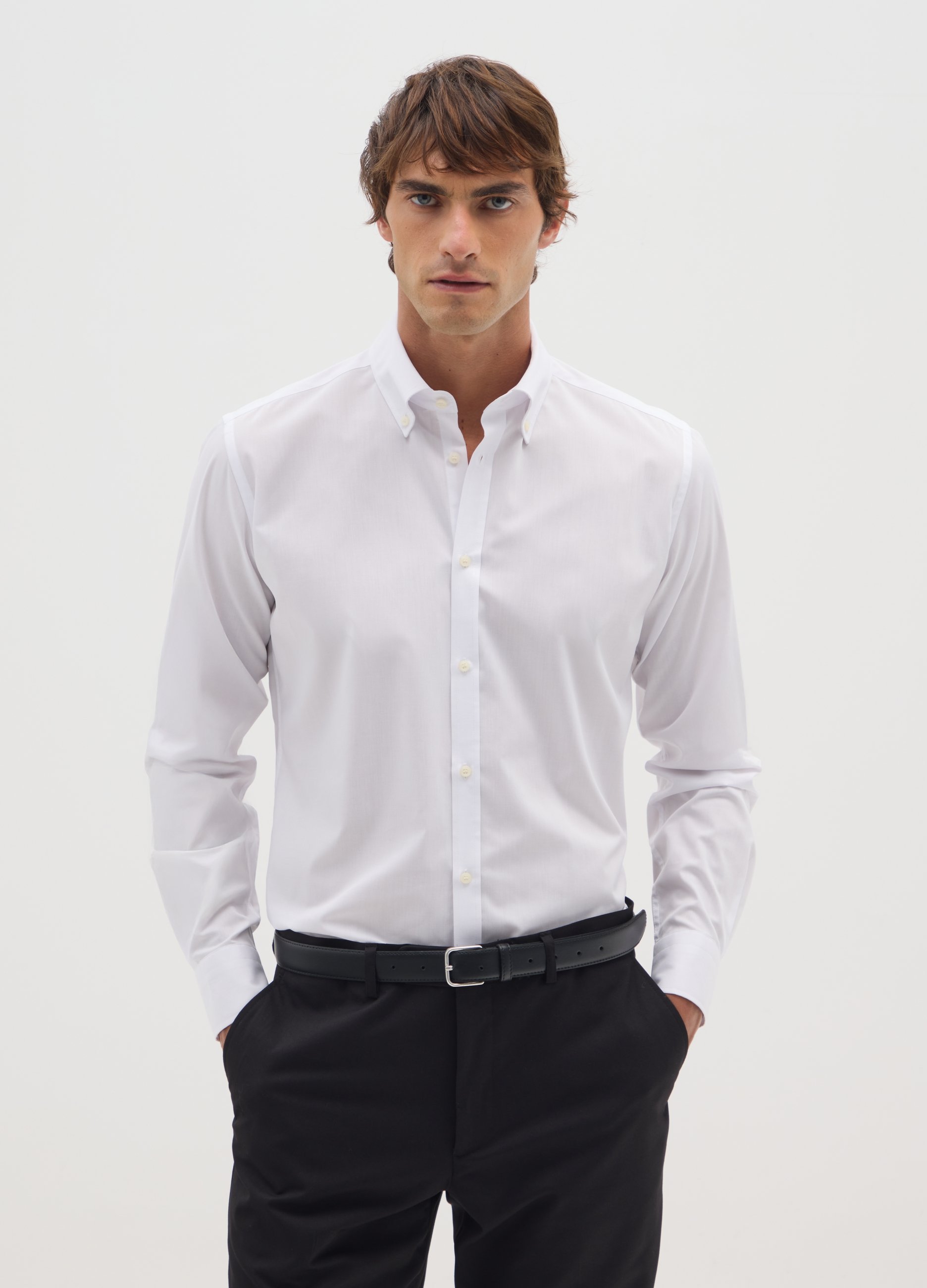 OVS, Camicia In Misto Cotone Bianca Slim Fit, Uomo, Bianco, Taglia: 38
