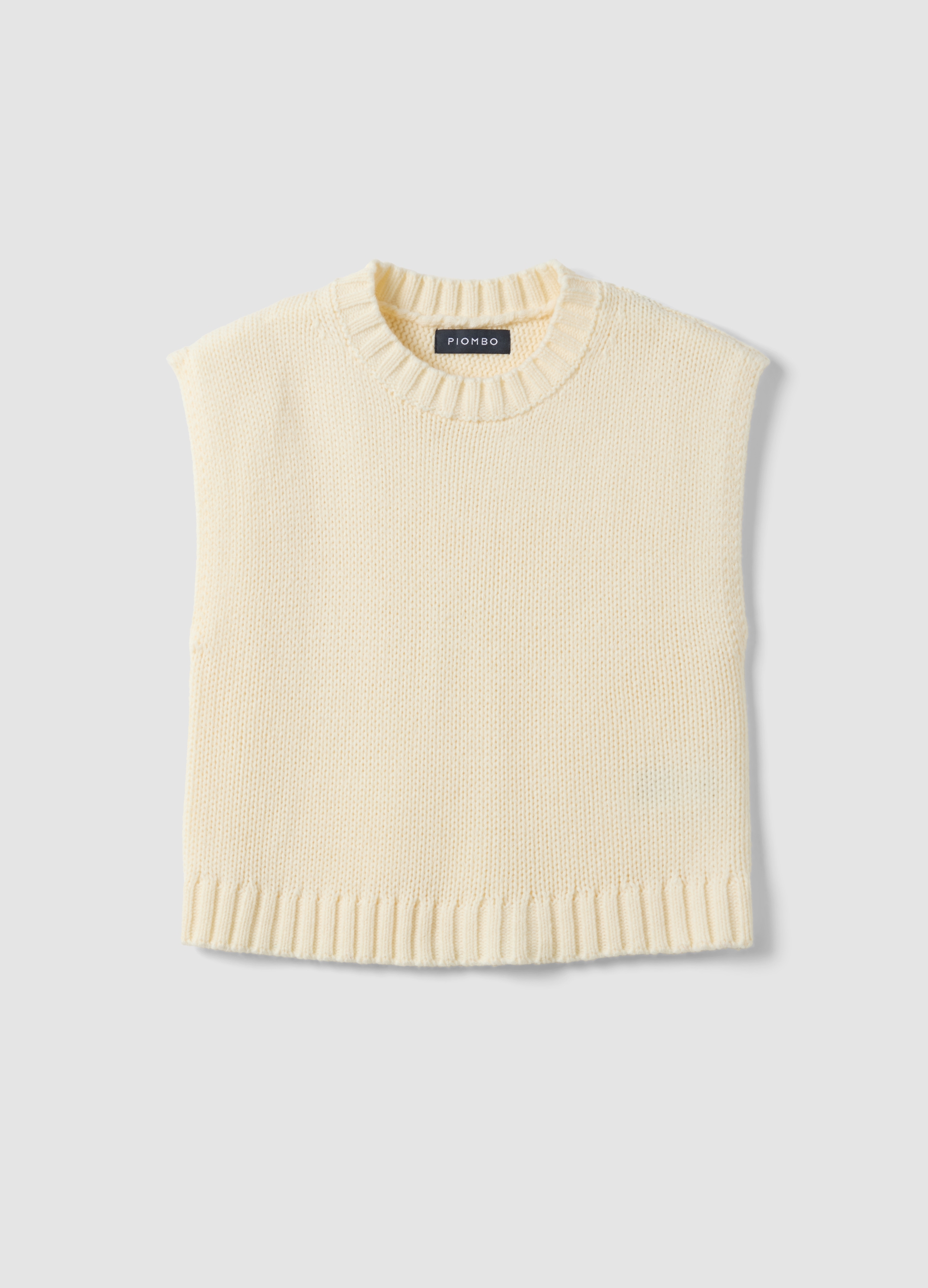 Piombo Contemporary, Gilet Bianco Girocollo In Misto Lana Over Fit, Donna, Bianco, Taglia: XS