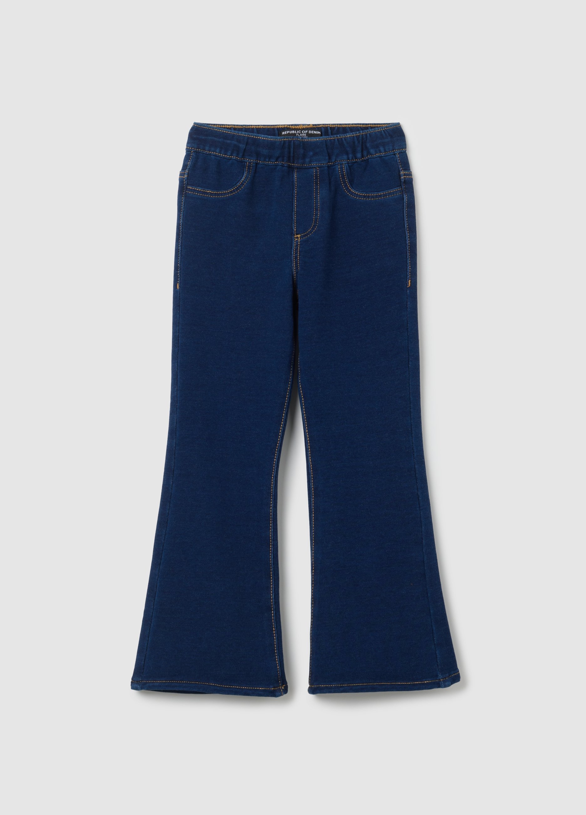 OVS, Jeggings Da Bambina In Cotone Blu Flare, Mädchen, Dunkelblau, Größe: 4-5