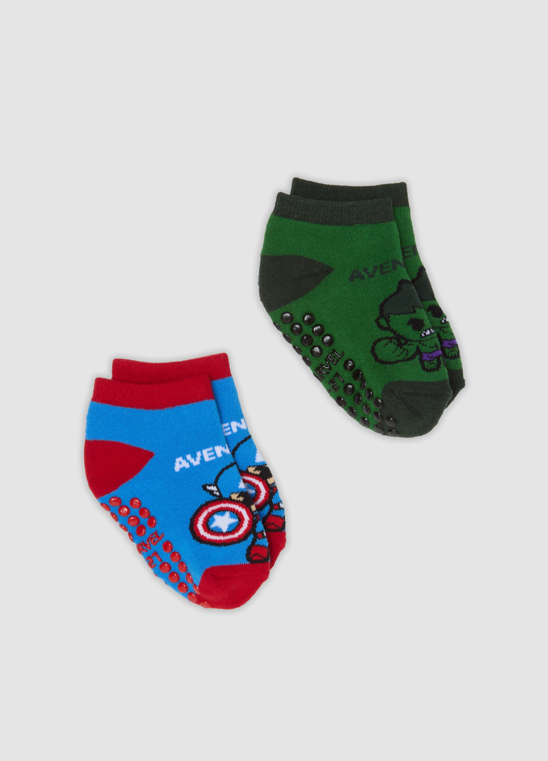 MARVEL, Bipack Di Calze Antiscivolo In Cotone Organico Elasticizzato Con Stampa Avengers, Bambino, Multicolor, Taglia: 34/36