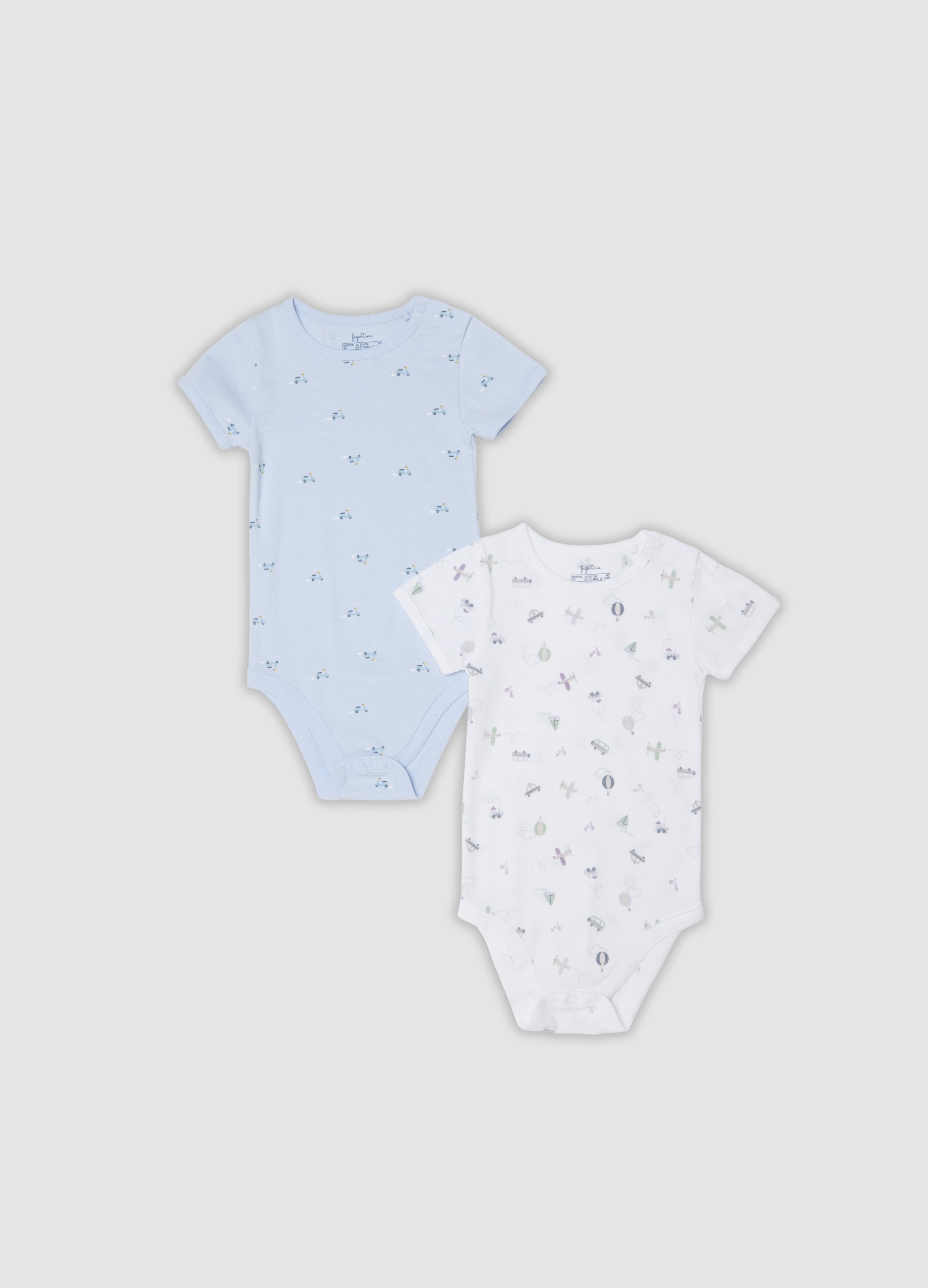FAGOTTINO, Bipack Di Body Azzurri E Bianchi In Cotone Organico Per Neonati E Bimbi, Bambino, Multicolor, Taglia: 12-18