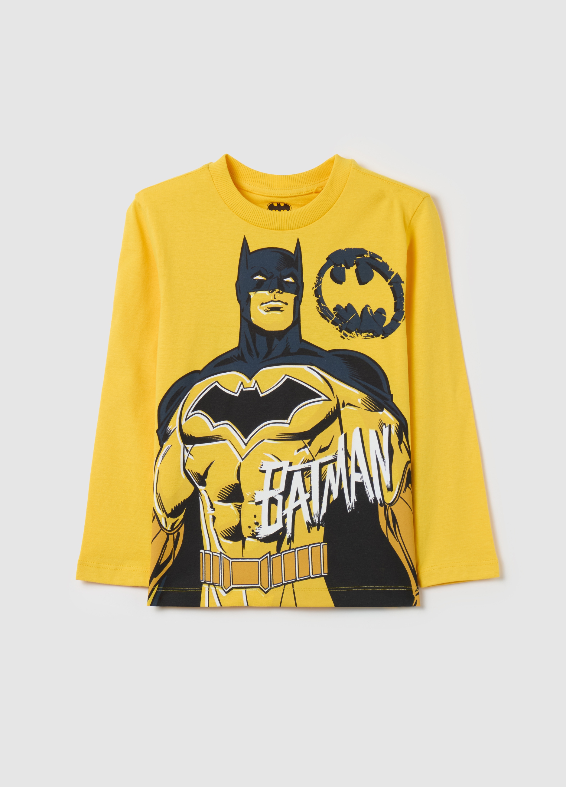 Camiseta Manga Larga Con Estampado Batman™, Niño, Amarillo plátano, Talla: 7-8