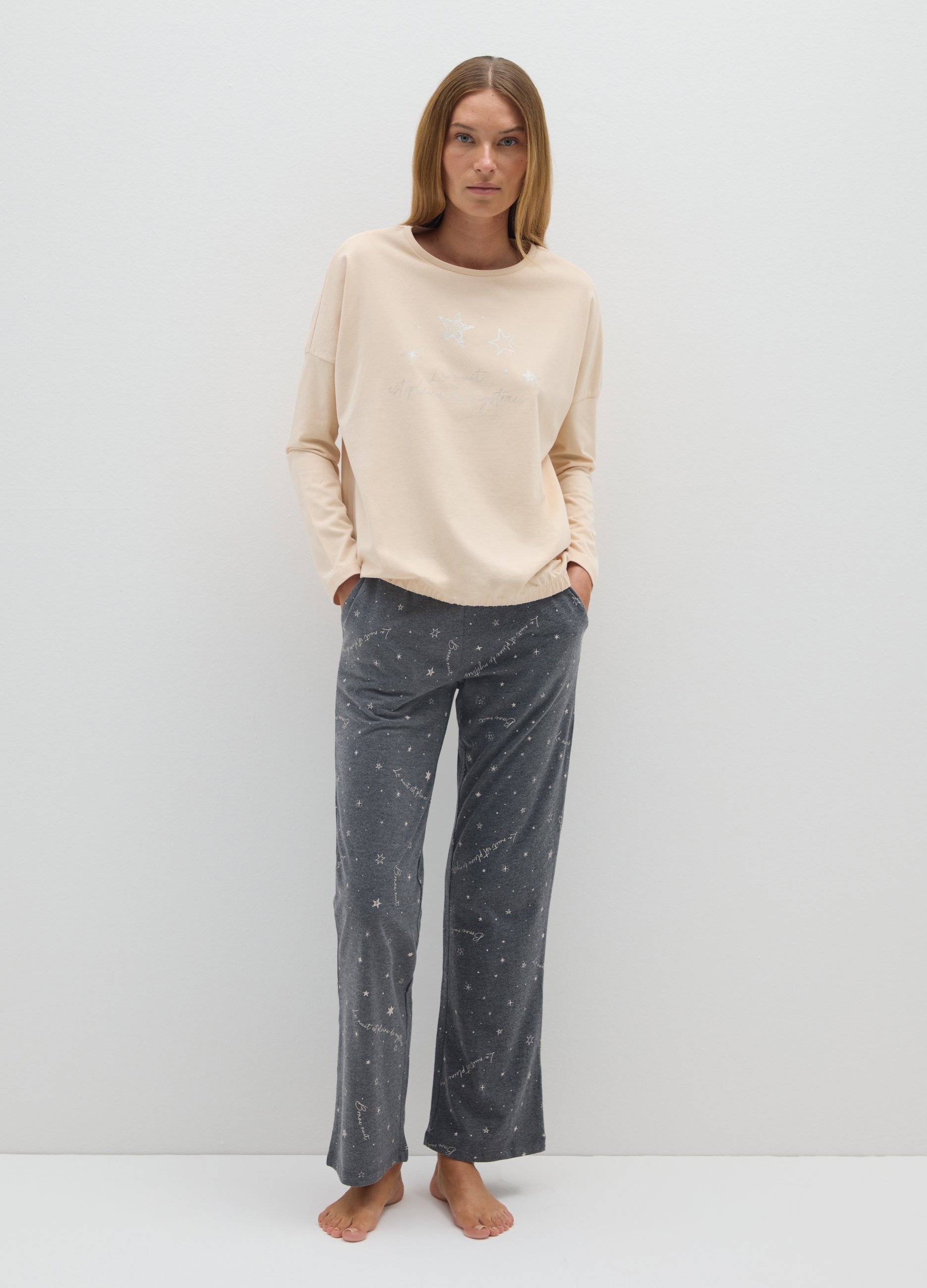 OVS, Pantaloni Pigiama In Misto Cotone Grigio Regular Fit, Donna, Grigio, Taglia: XL