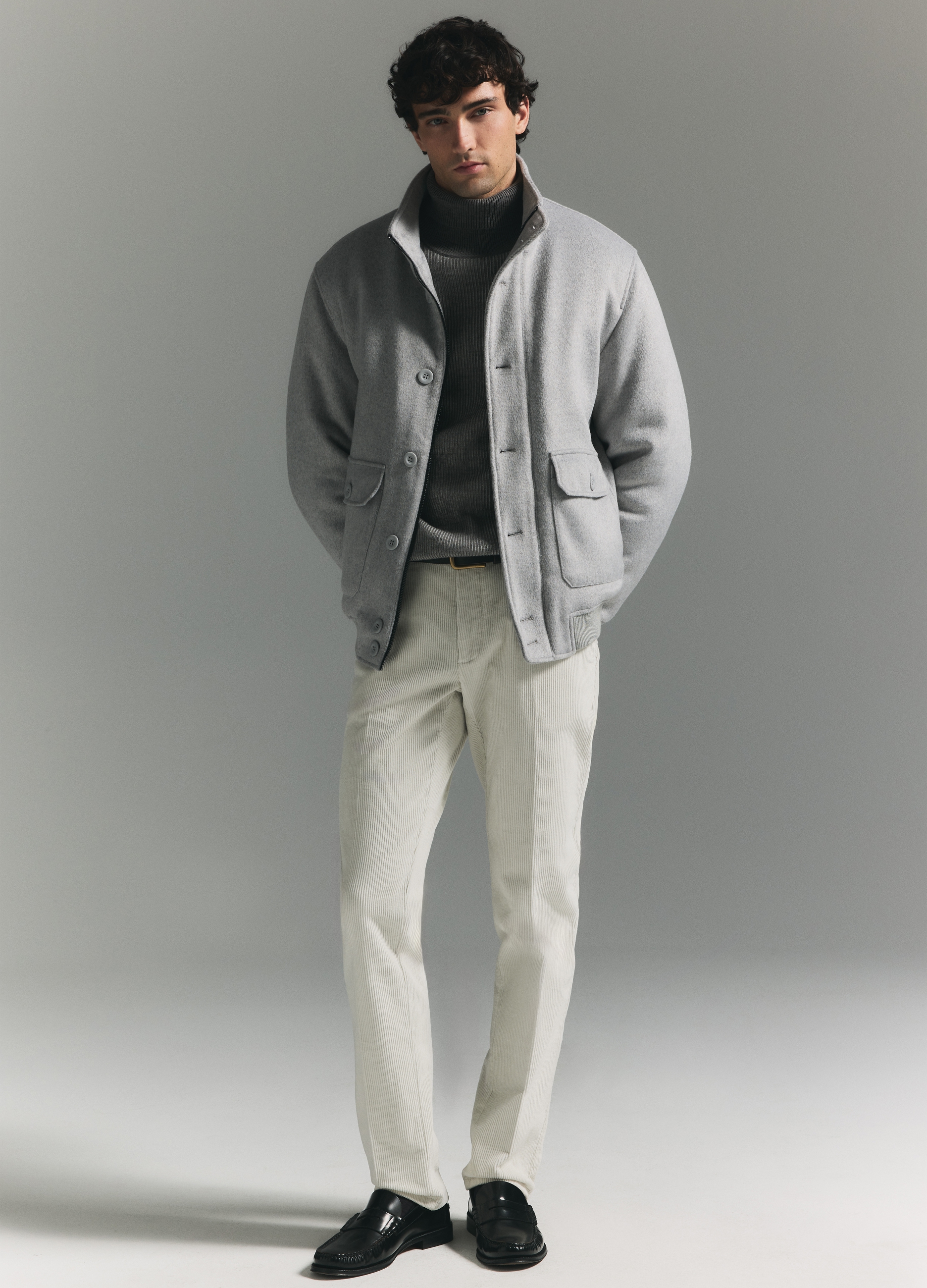 Piombo Contemporary, Giacca Imbottita Grigia Regular Fit Con Zip E Bottoni, Uomo, Grigio, Taglia: M