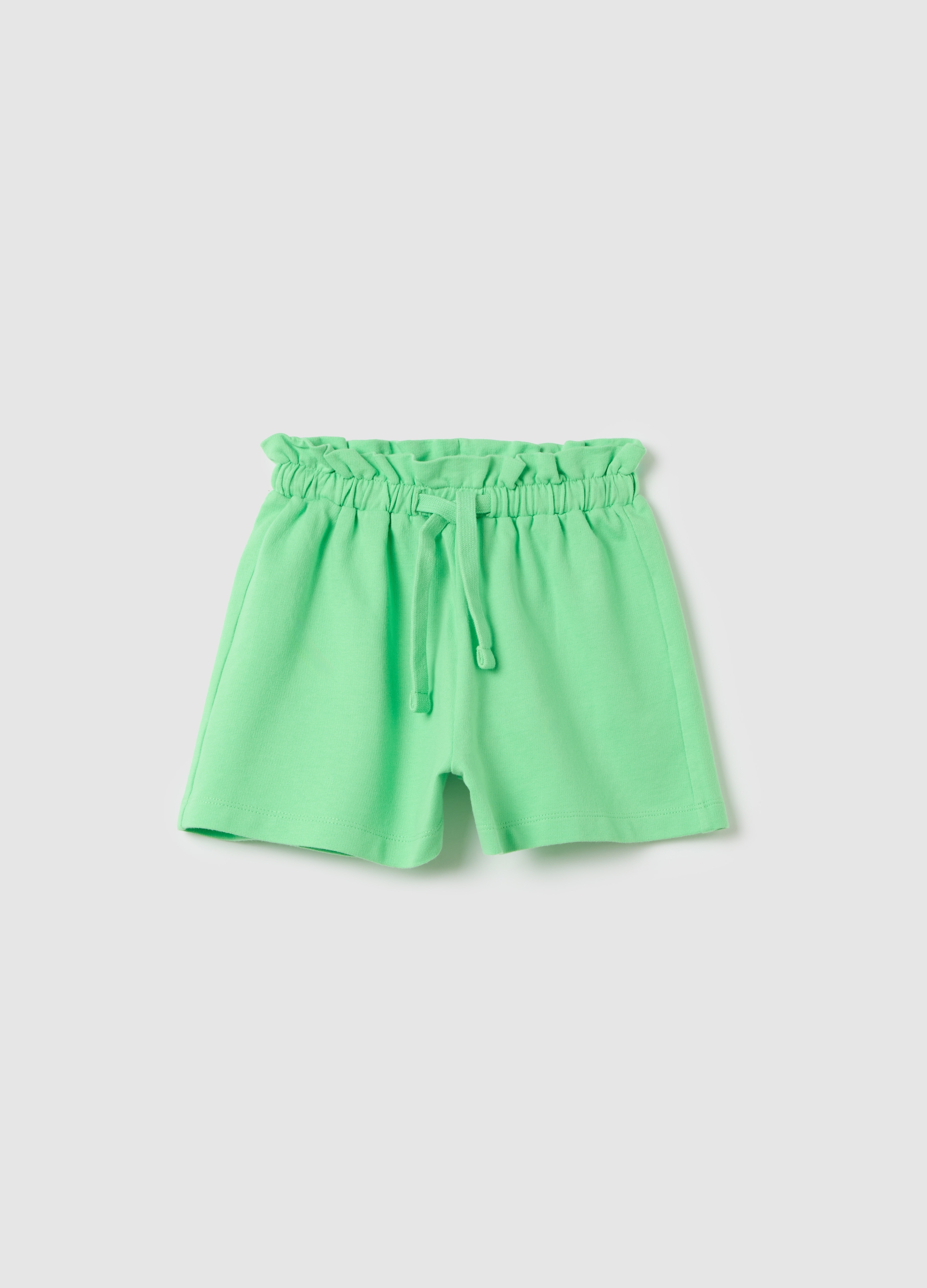 OVS, Short Da Bambina In Puro Cotone Verde Regular Fit Con Cintura Elastica, Verde, Taglia: 3-4