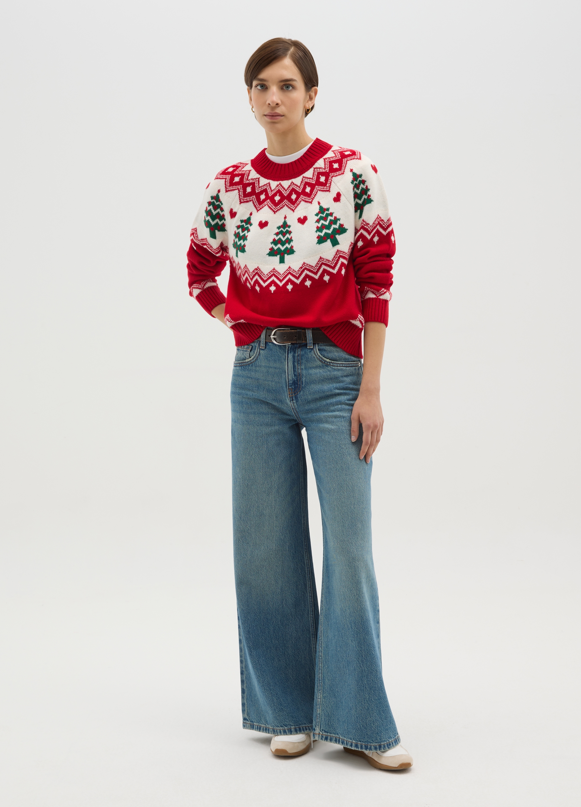 OVS, Maglione Girocollo Natalizio Multicolor Regular Fit, Donna, Multicolor, Taglia: S