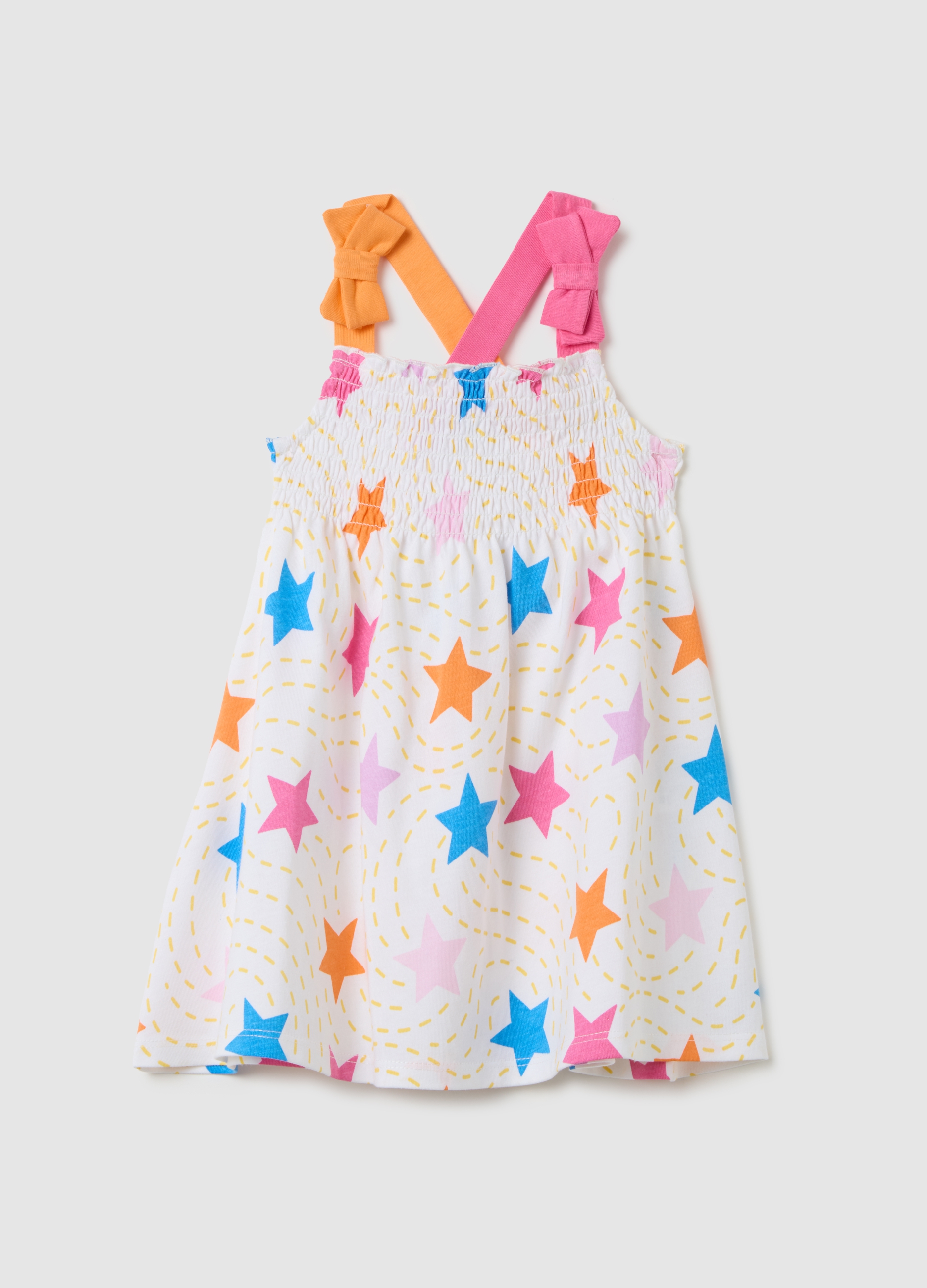 FAGOTTINO, Vestido Multicolor De Algodón Para Bebé Niña, Ajuste Amplio, Niña, Blanco/azul claro, Talla: 30-36