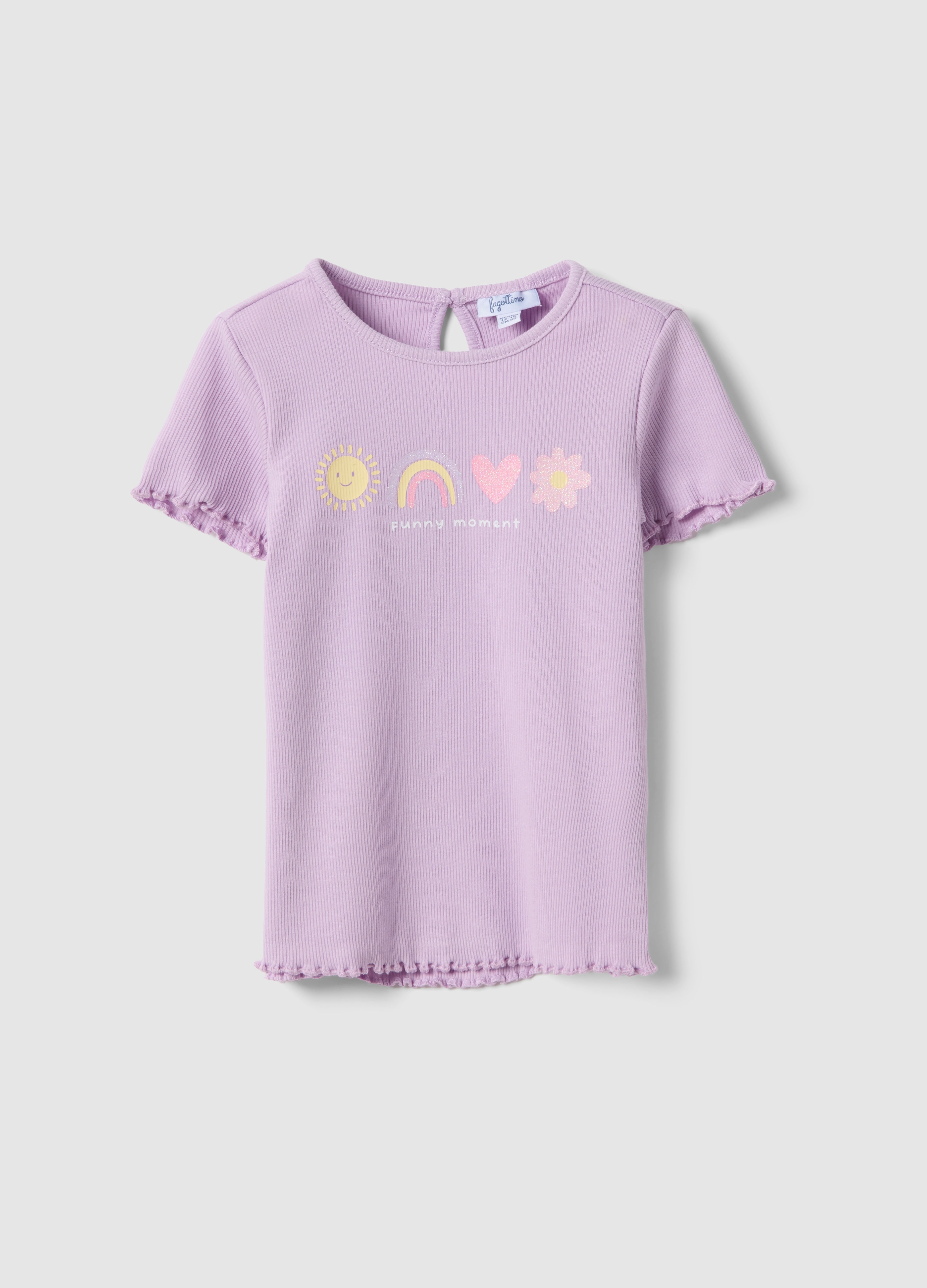 FAGOTTINO, Camiseta Morada De Algodón Elástico Para Niña Con Diseños, Niña, Lila claro, Talla: 30-36