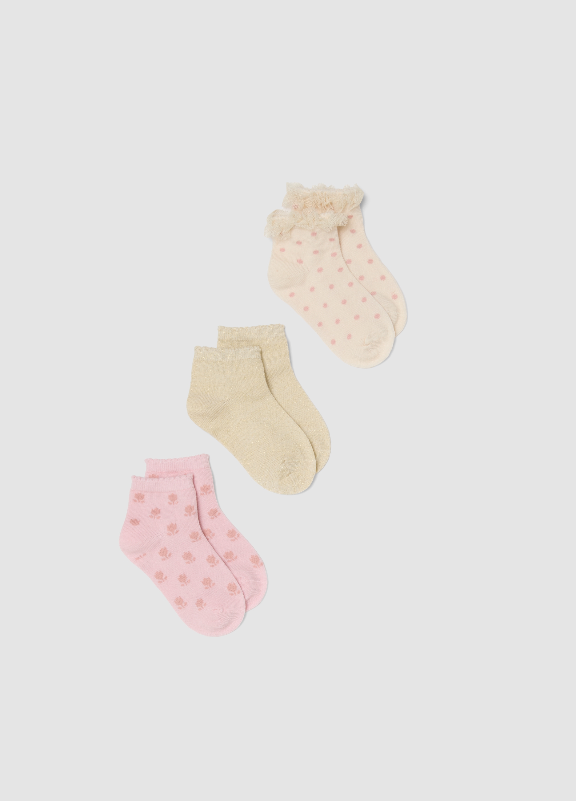FAGOTTINO, Tripack De Calcetines Multicolor En Mezcla De Algodón Elástica Para Bebés, Niña, Beige/Rosa, Talla: 18-24
