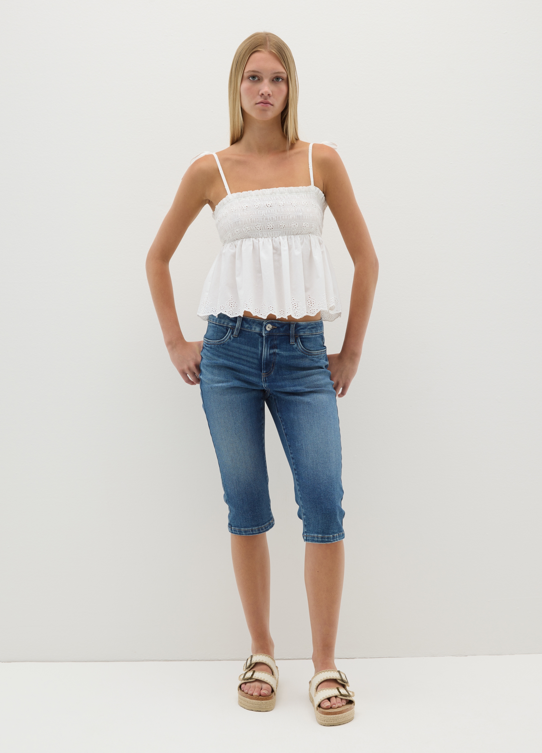 OVS, Top Da Donna In Puro Cotone Bianco Regular Fit, Bianco, Taglia: M