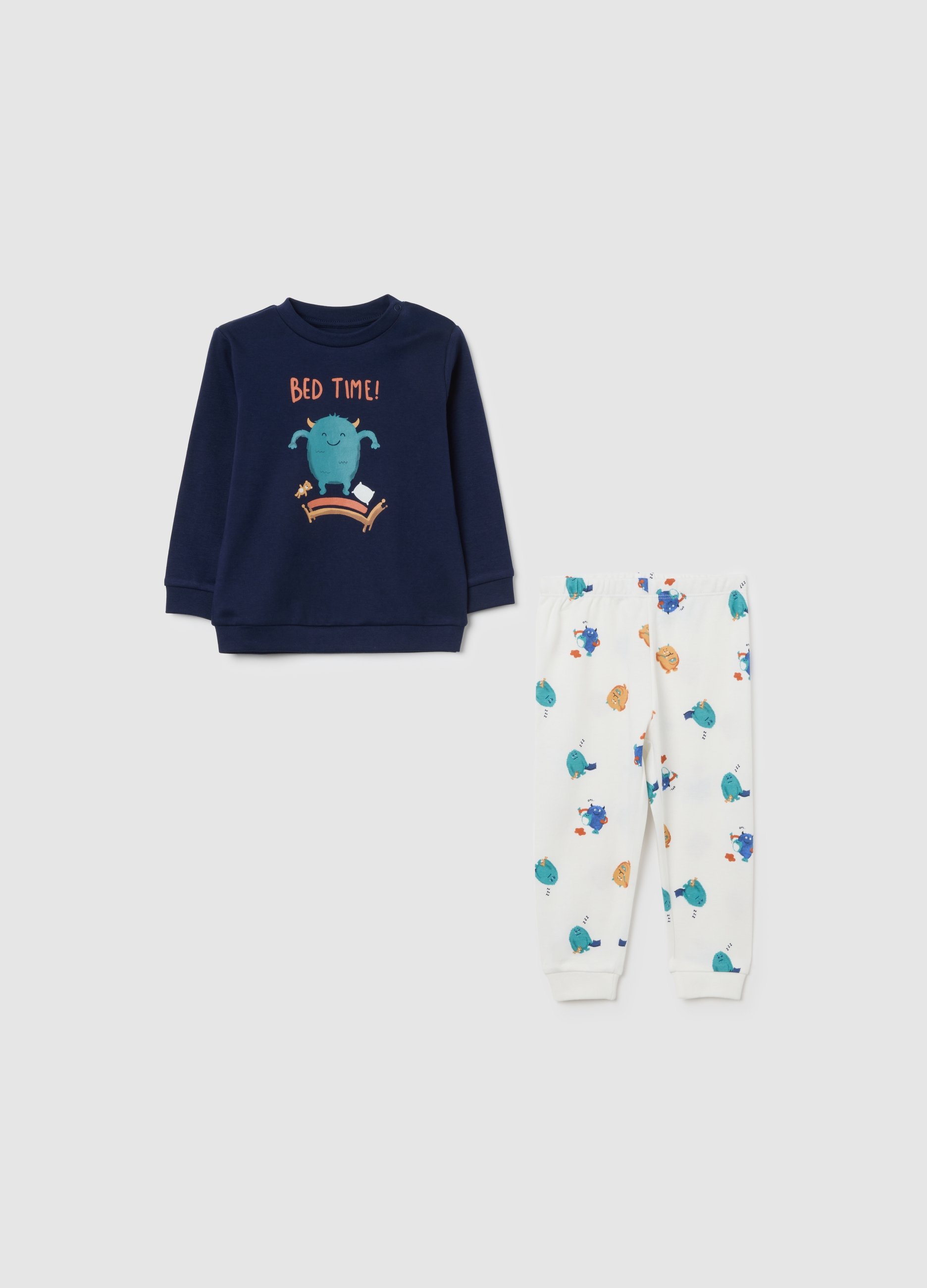 Pijama De Bebé Multicolor De Puro Algodón Corte Regular, Niño, Azul/Blanco, Talla: 24-30