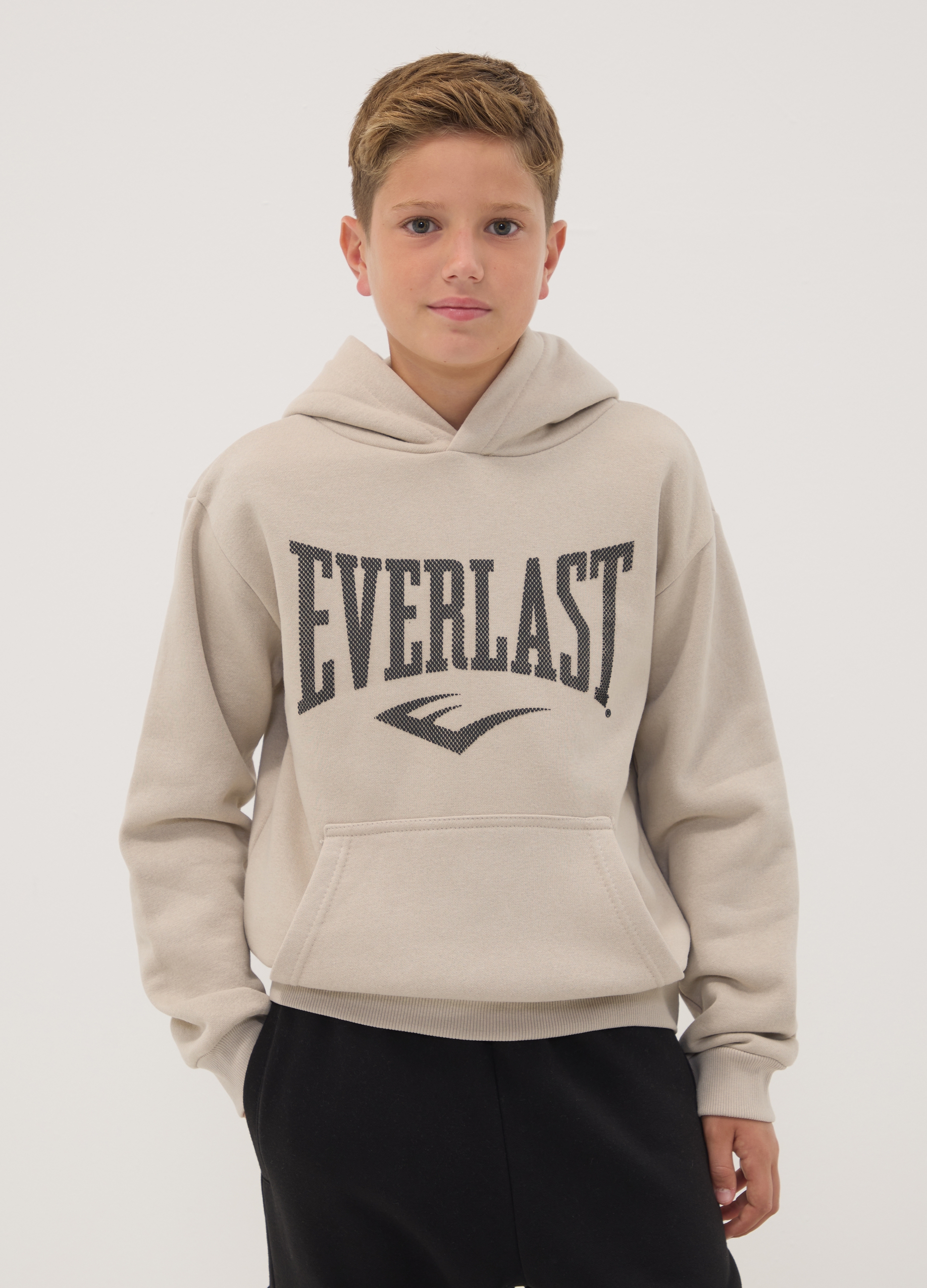 EVERLAST, Felpa Beige Con Cappuccio In Misto Cotone E Logo Per Ragazzo, Unisex, Beige, Taglia: 10-11