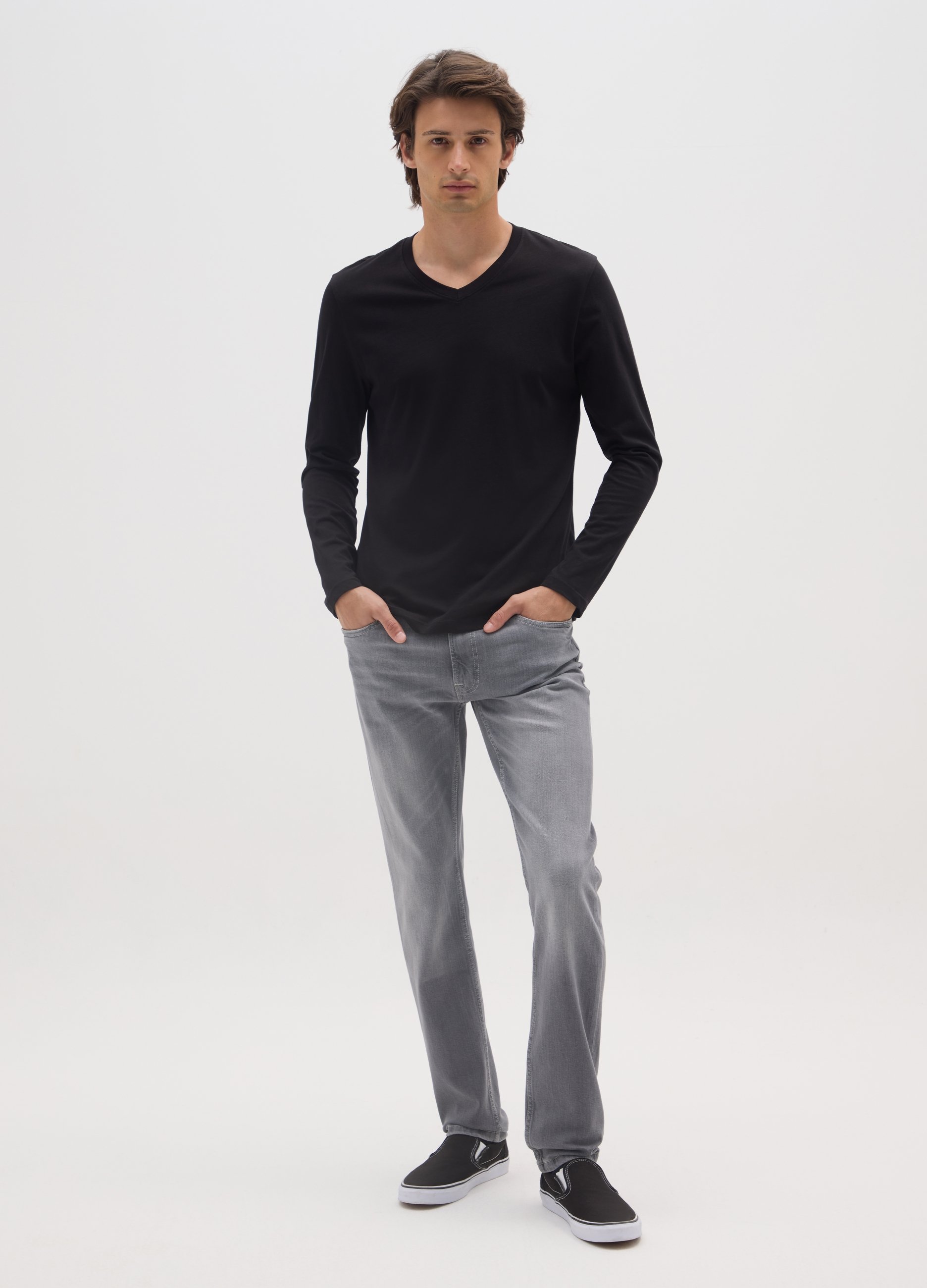 OVS, Vaqueros De Mezclilla Gris De Corte Slim En Algodón, Hombre, Gris claro, Talla: 48