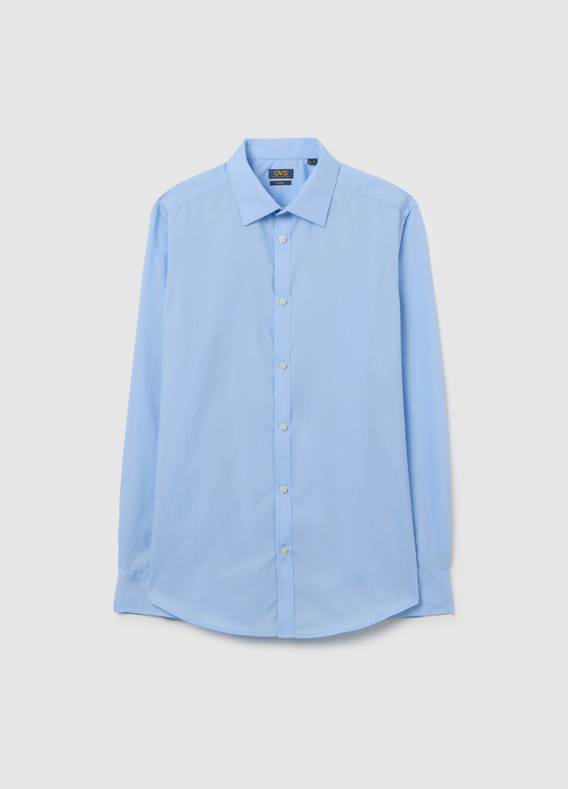 Camisa Azul Ajustada De Mezcla De Algodón, Hombre, Denim, Talla: 43