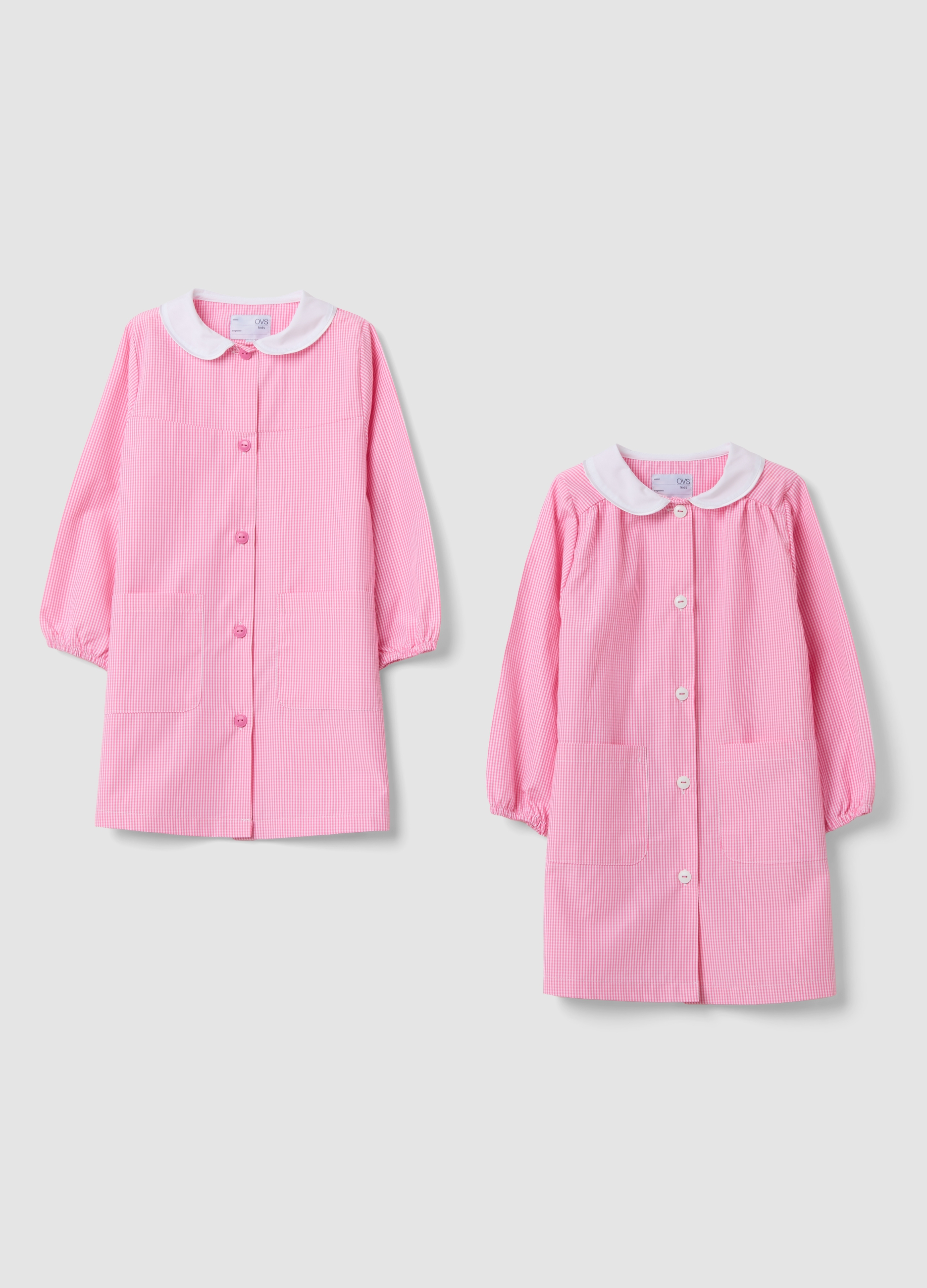 OVS KIDS, Bipack Di Grembiuli Rosa Da Asilo Con Colletto Bianco Per Bambina, Rosa, Taglia: 3-4