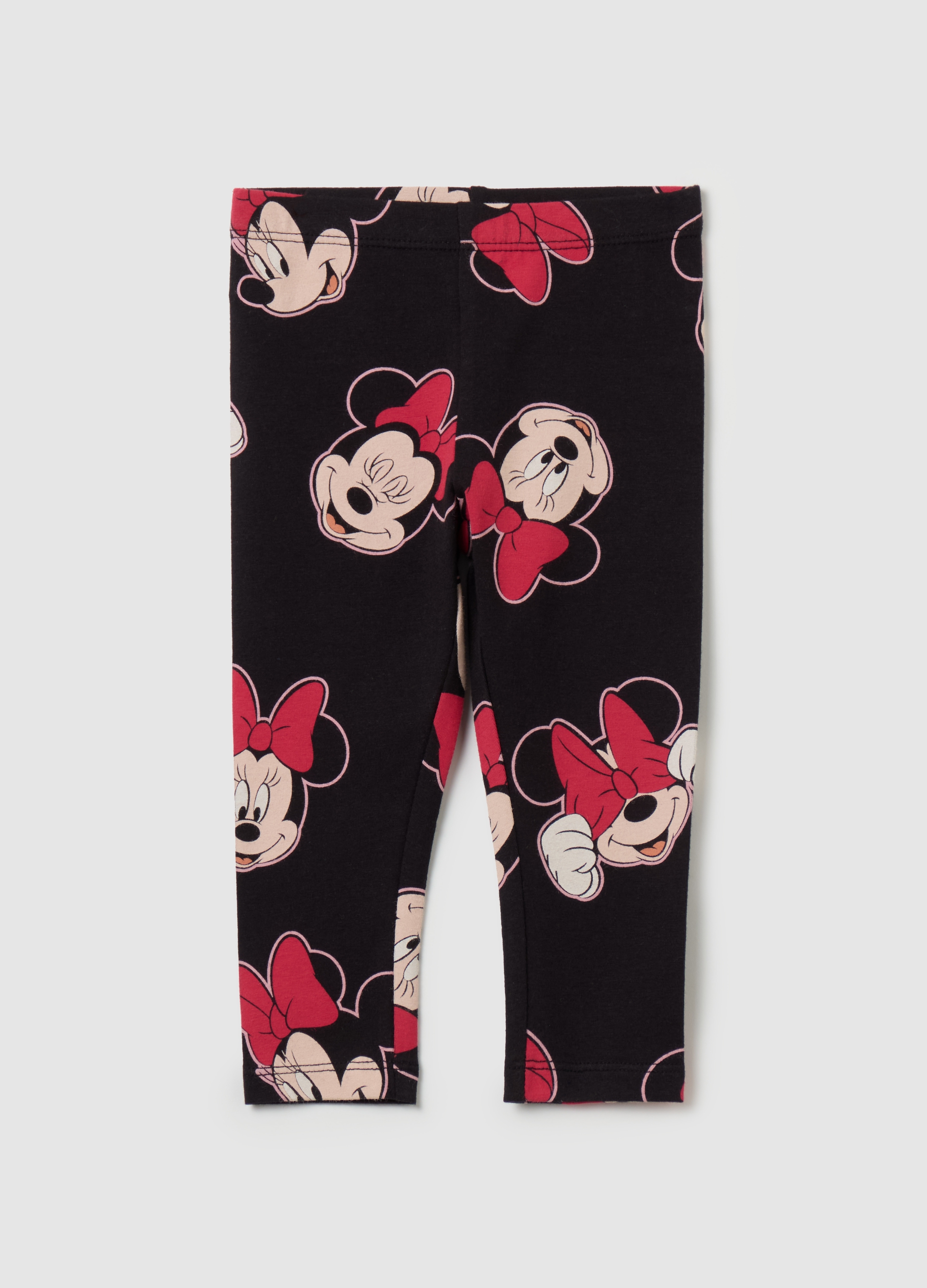 Leggings De Algodón Elástico Estampado Minnie, Niña, Negro, Talla: 18-24