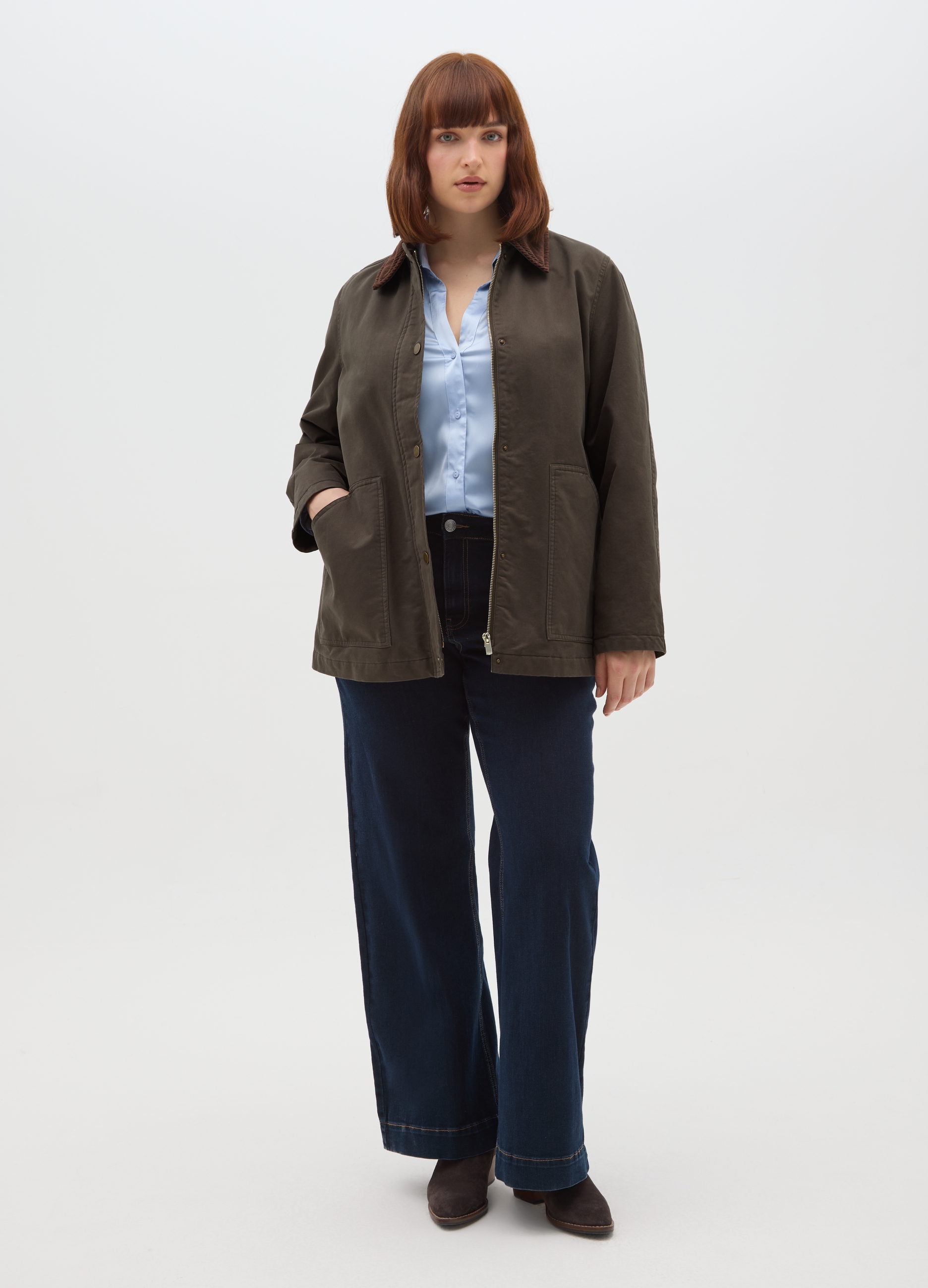 MYA, Giacca In Puro Cotone Marrone Regular Fit, Donna, Marrone, Taglia: S