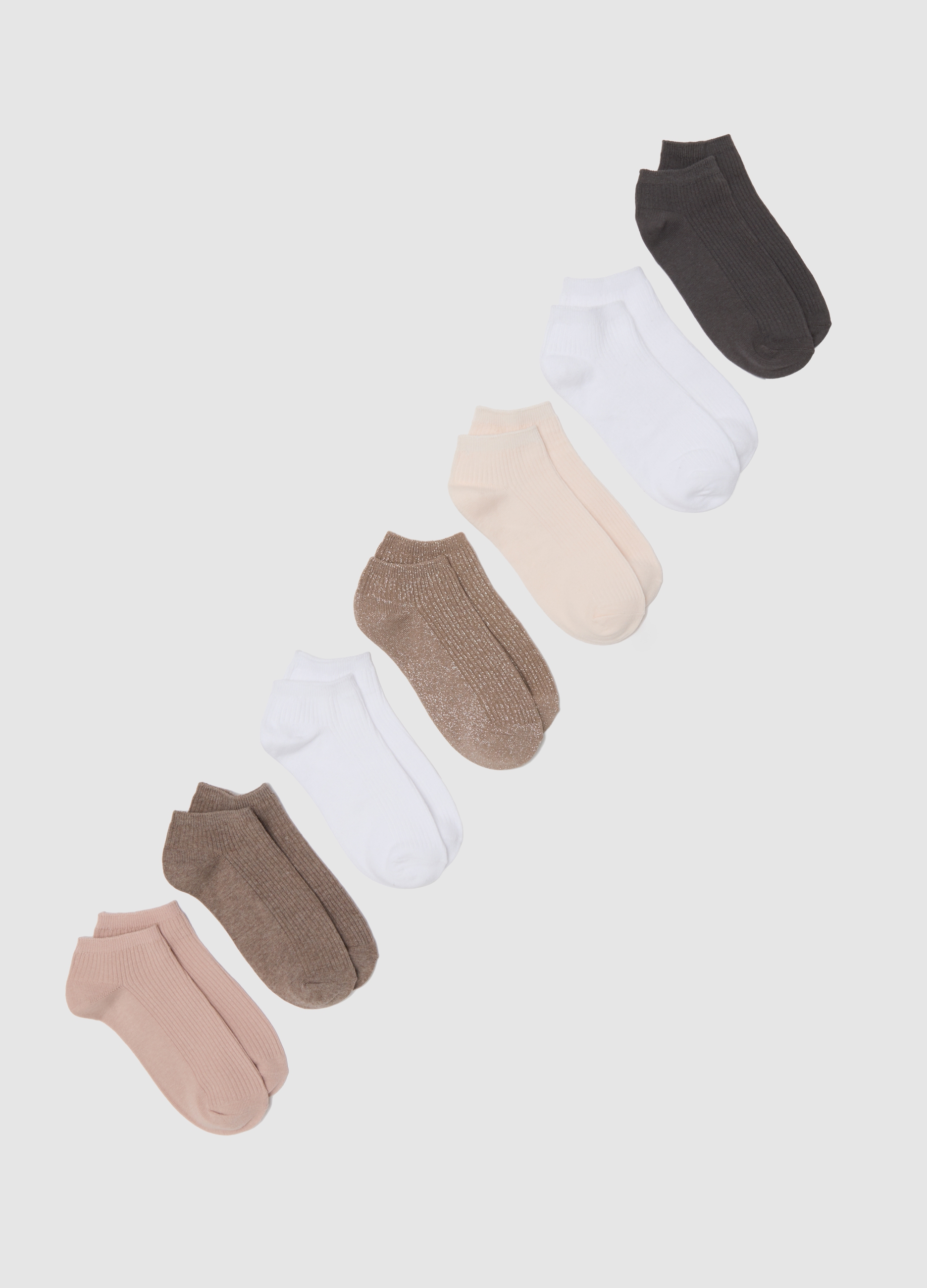 Multipack Calzini In Cotone Multicolor Con Glitter, Mujer, Blanco/marrón, Talla: 36-38