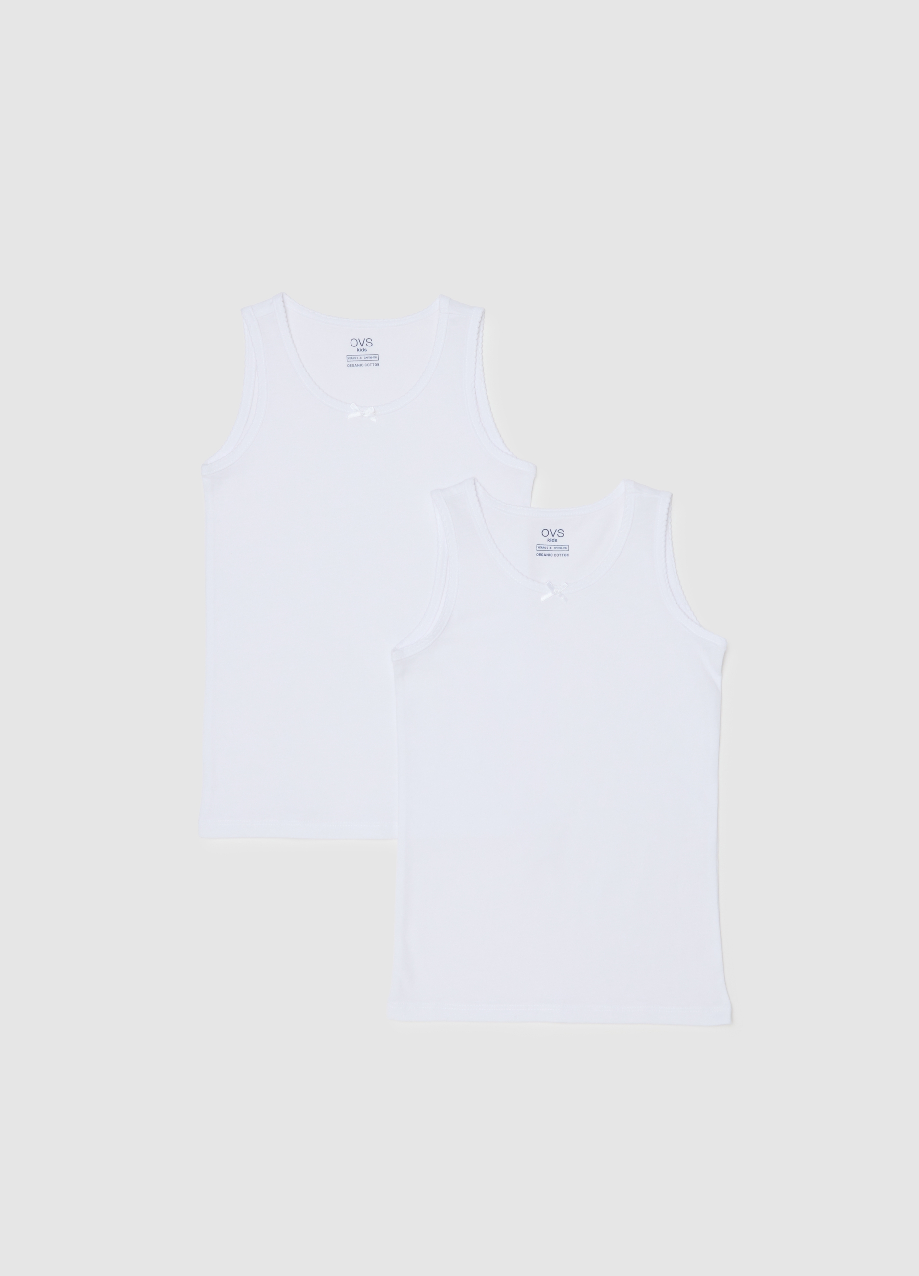 OVS KIDS, Duo De Camisetas Blancas Para Niñas En Algodón Puro Ajuste Regular, Unisex, Blanco óptico, Talla: 3-4