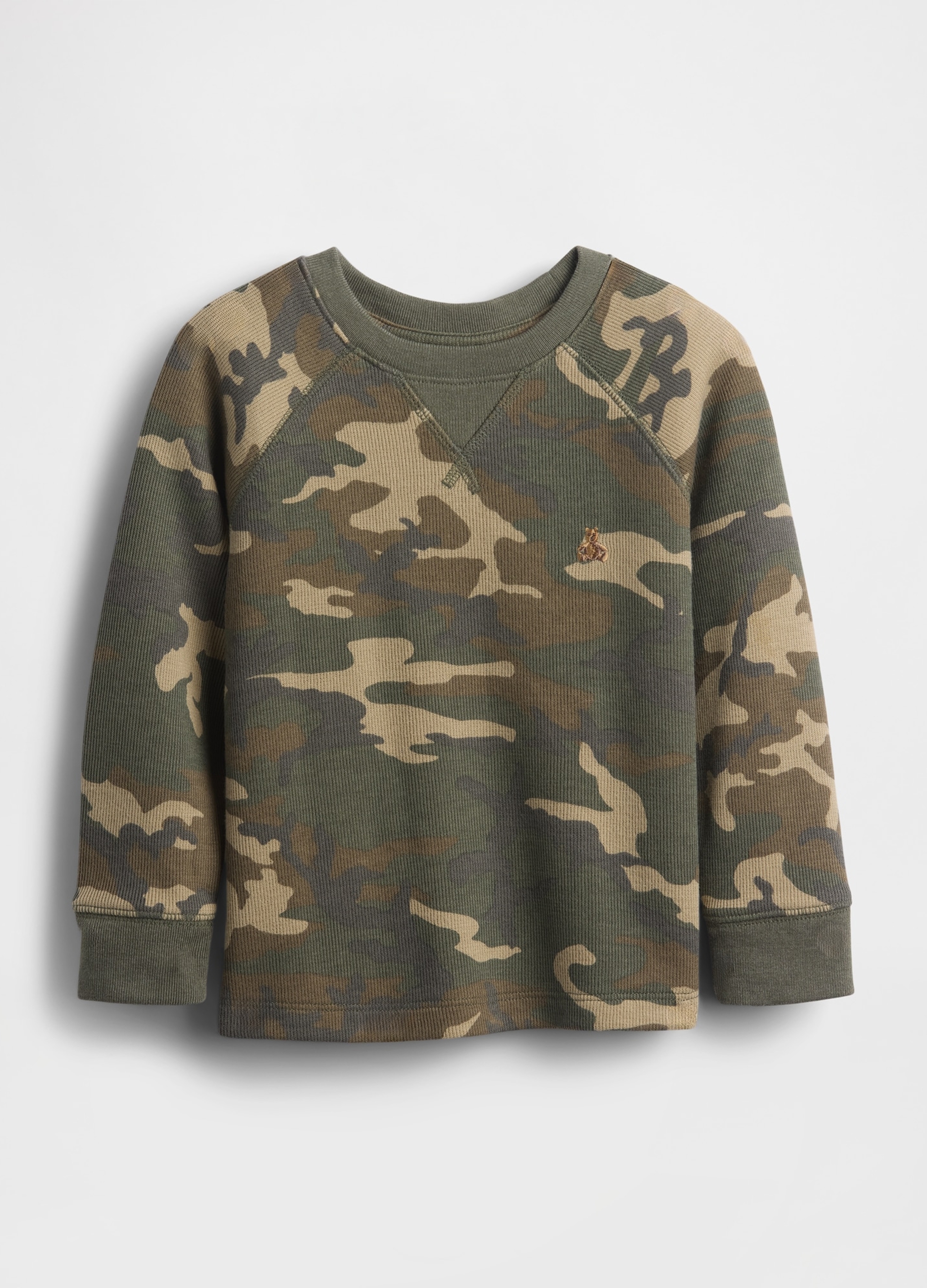 GAP KIDS, T-shirt A Maniche Lunghe Mimetica, Unisex, Verde, Taglia: 4Y/99-107