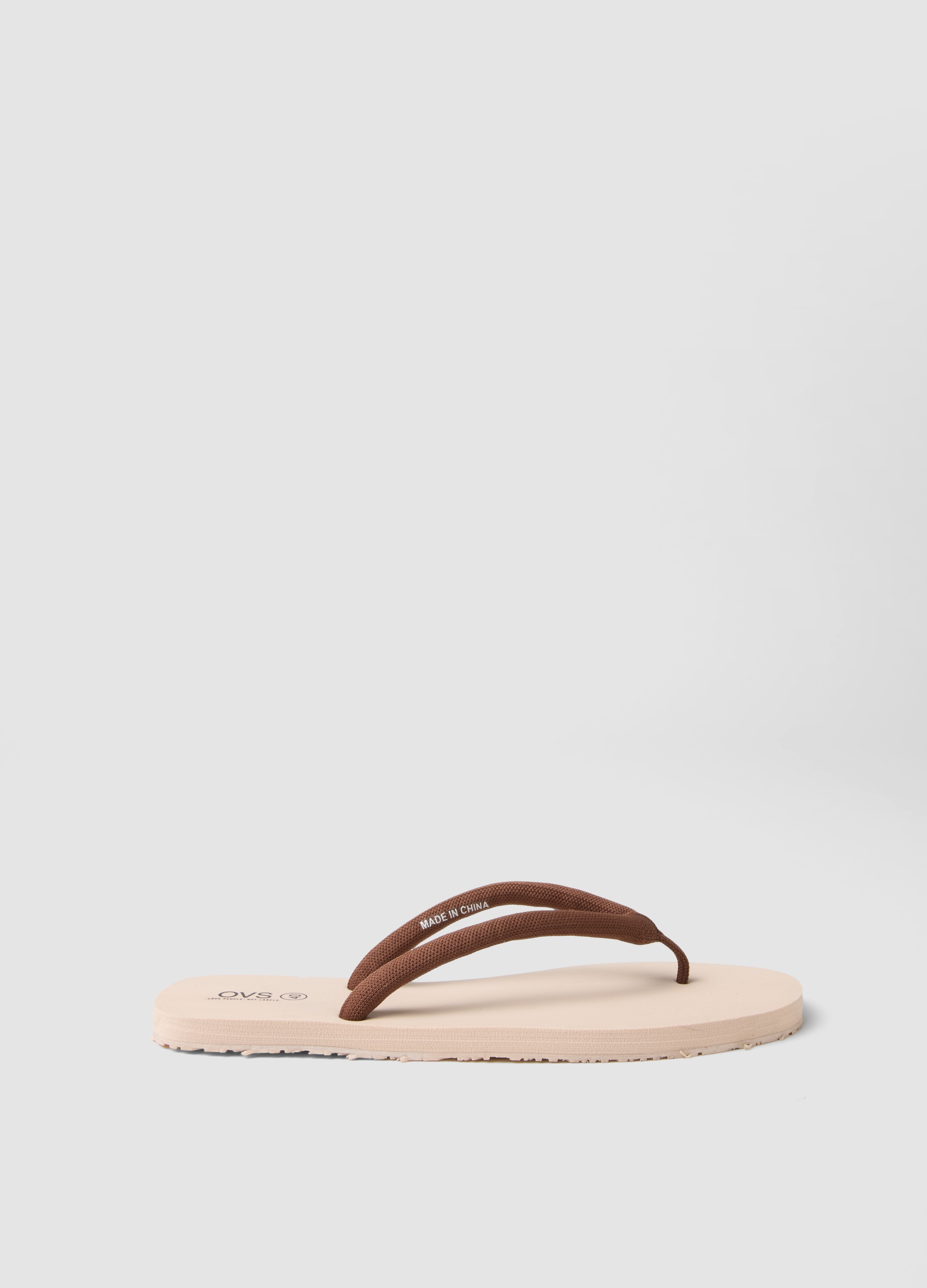 Infradito Beige Con Cinturini Spessi, Mujer, Beige, Talla: 39