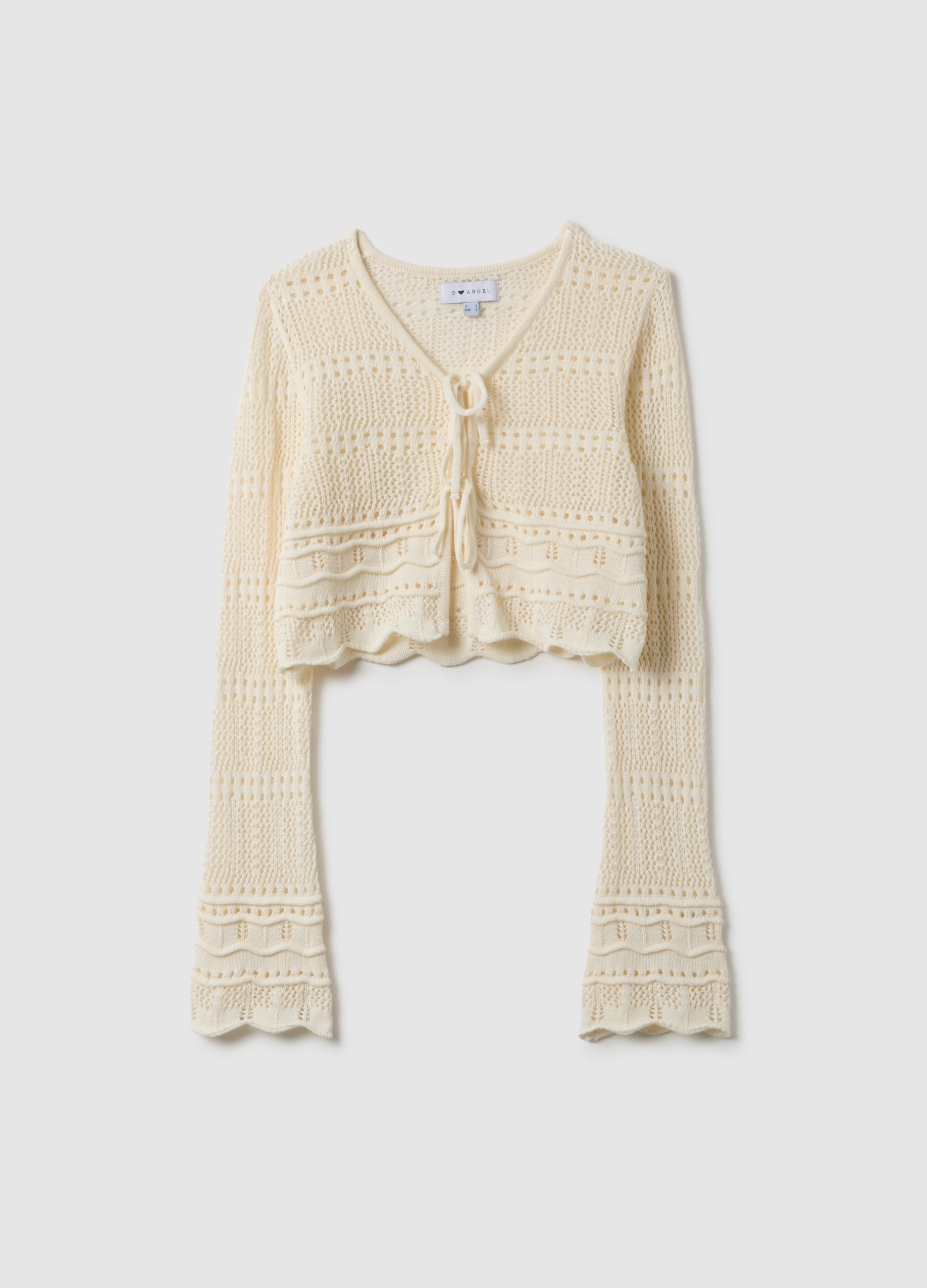 B.ANGEL, Cárdigan Blanco De Algodón Puro Con Ajuste Regular Y Escote Profundo En V, Mujer, Blanco crema, Talla: 36