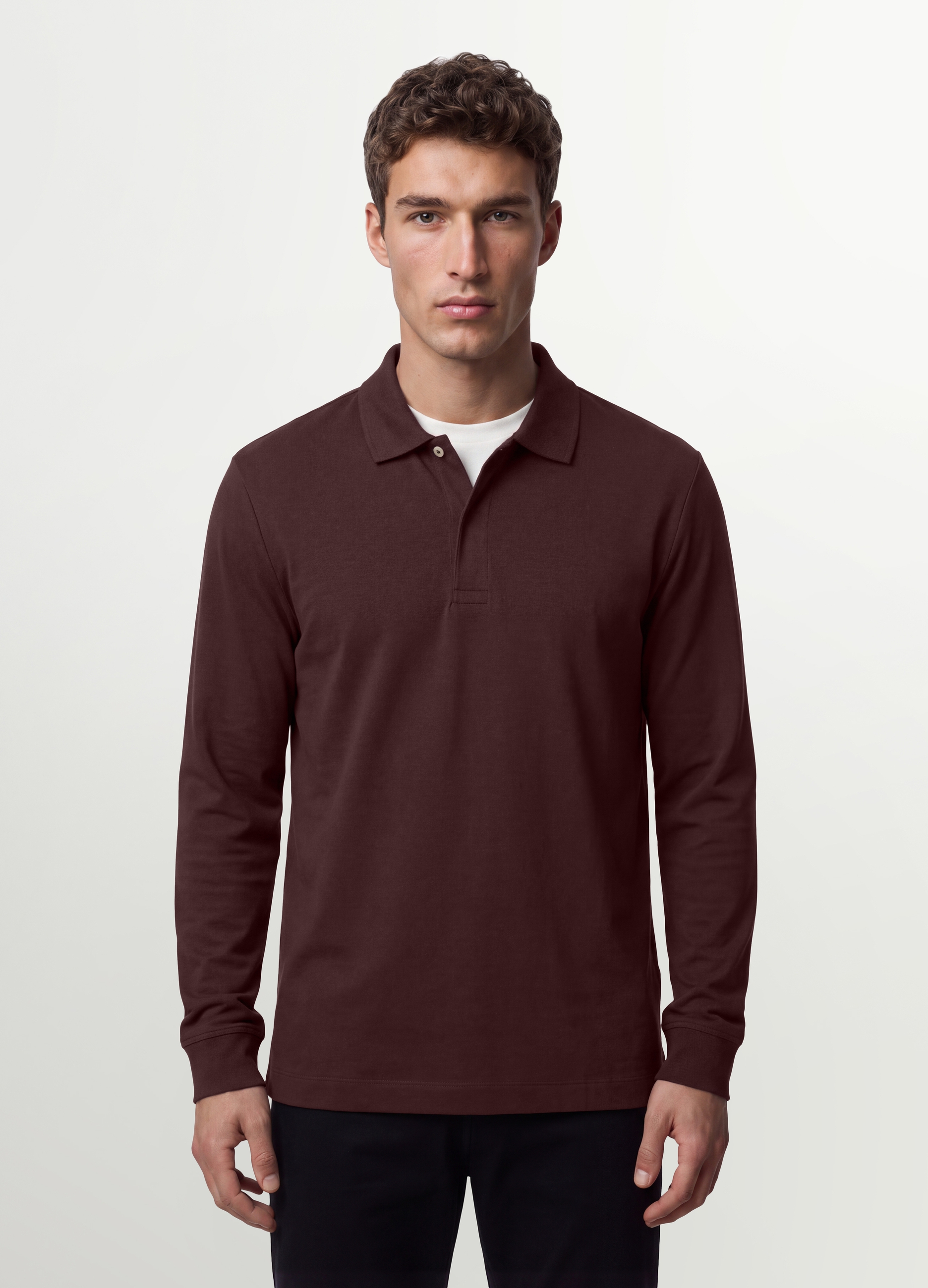 OVS, Polo Marrone In Cotone Elasticizzato A Maniche Lunghe Regular Fit, Uomo, Marrone, Taglia: XL