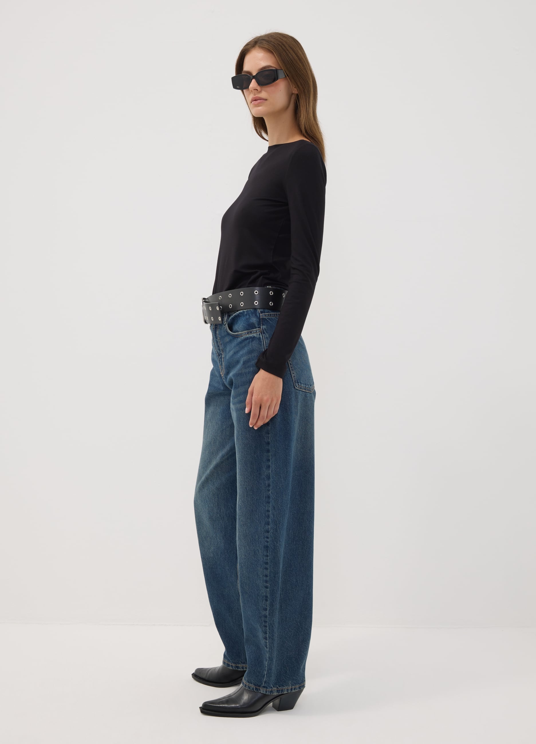 REPUBLIC OF DENIM, Jeans Blu Denim In Puro Cotone Barrel Fit, Donna, Blu, Taglia: 36