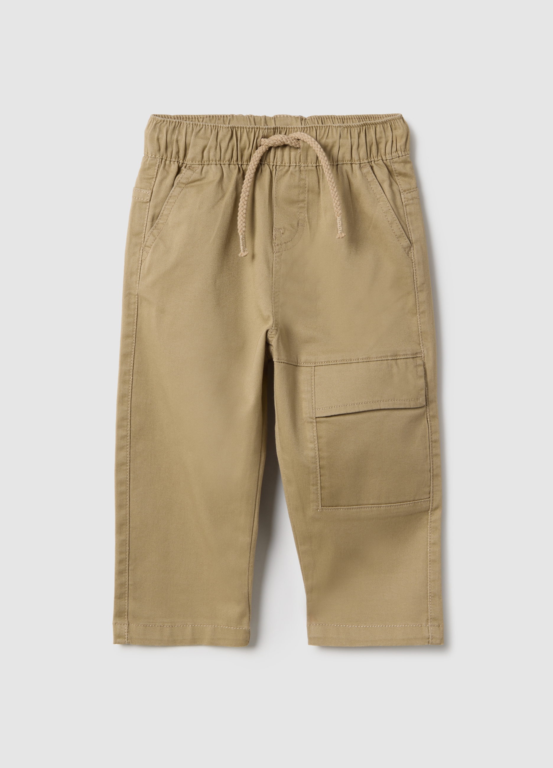 FAGOTTINO, Pantalones Cargo De Algodón Elástico Beige Para Niño De Ajuste Regular, Niño, Beige Jaspeado, Talla: 12-18