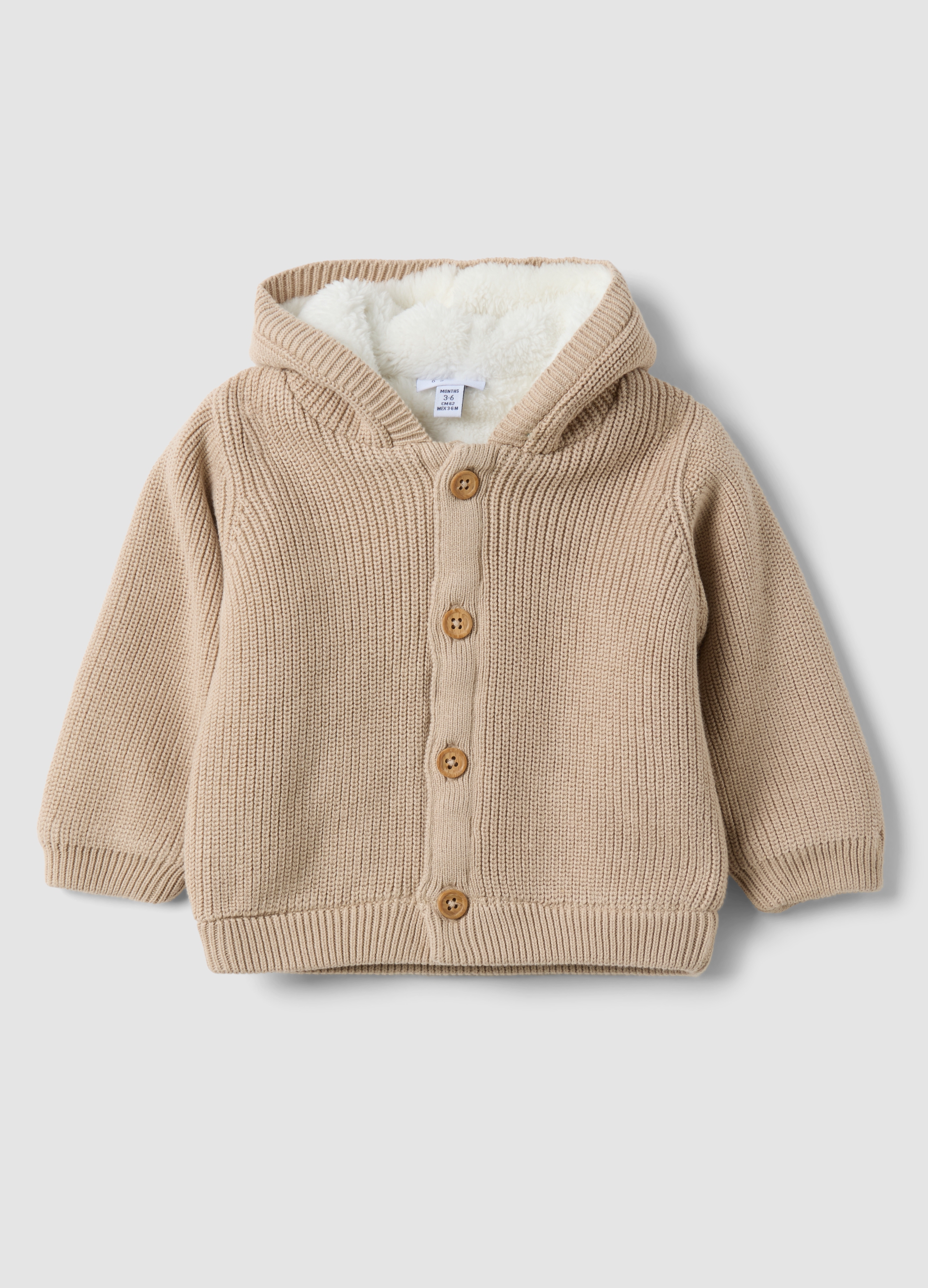 FAGOTTINO, Giacca Beige Con Cappuccio In Cotone Organico Per Neonati, Unisex, Beige, Taglia: 1-3