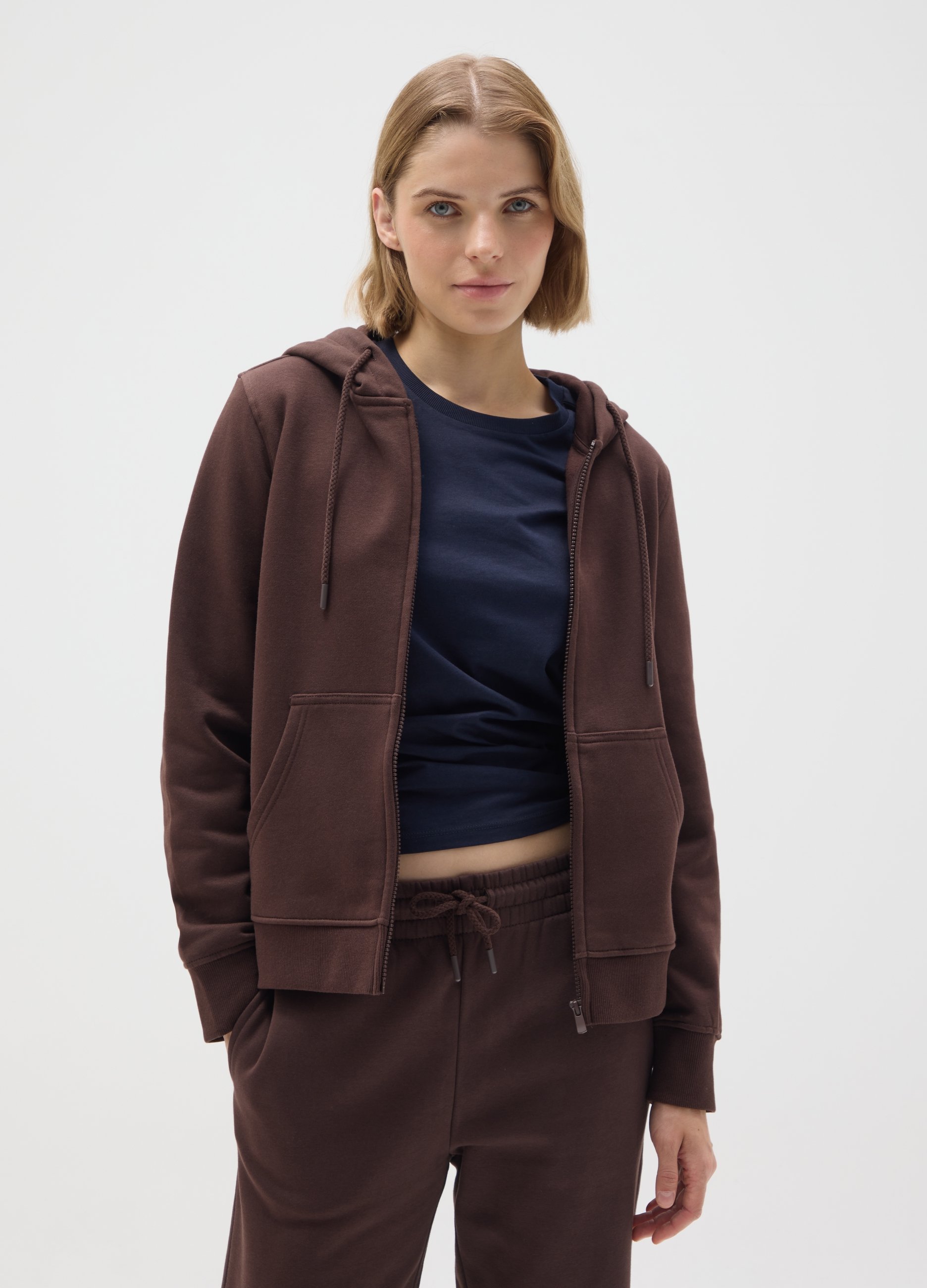 OVS, Braune Sweatshirt Aus Baumwollmischung In Regulärer Passform, Frau, Braun, Größe: 34