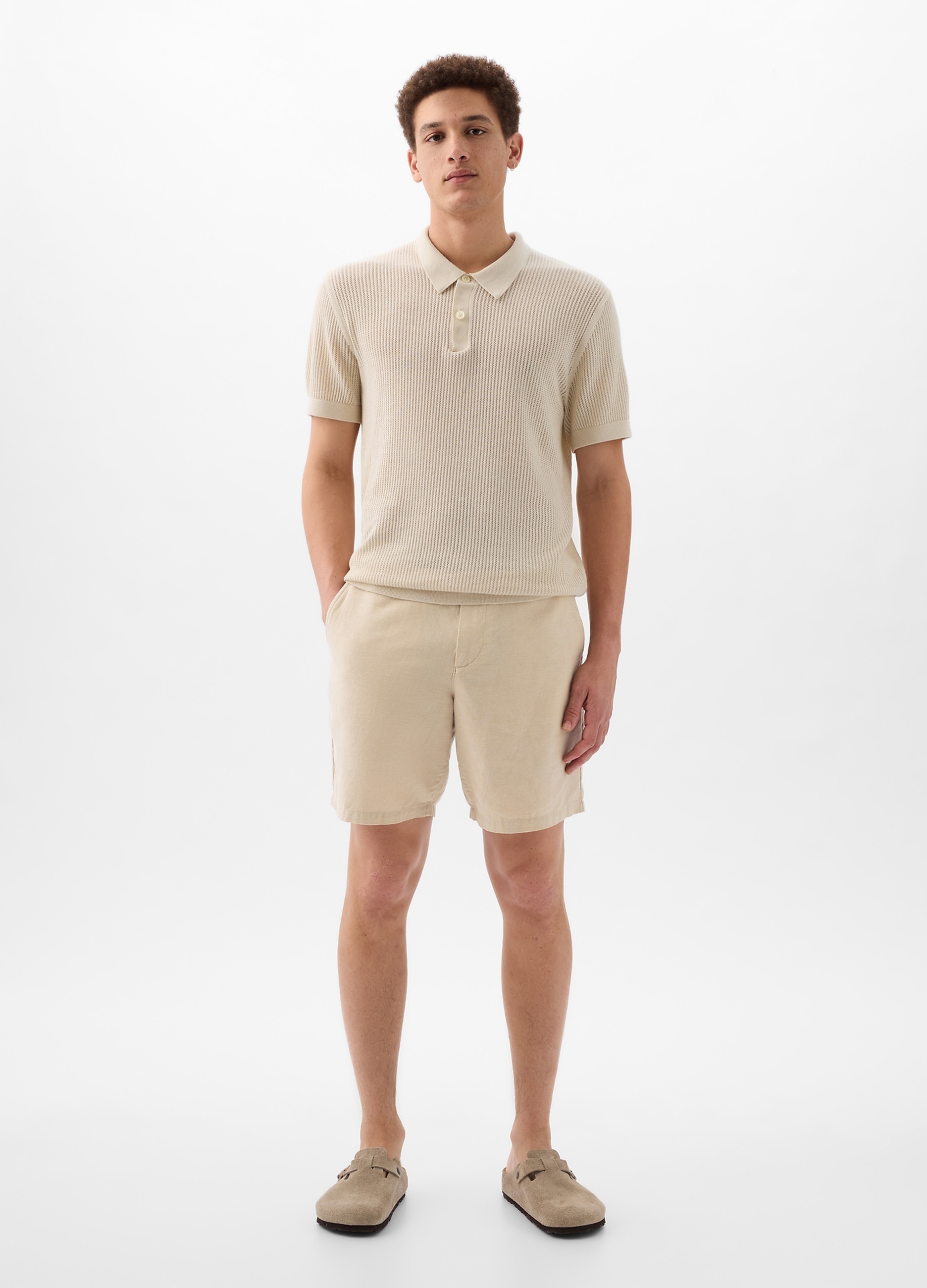 GAP, Bermuda Relaxed Fit In Lino E Cotone, Uomo, Beige, Taglia: 38