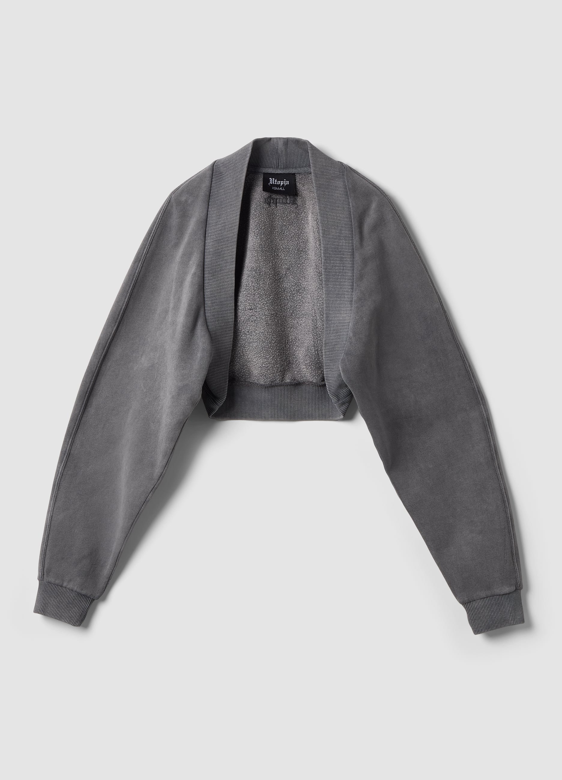 UTOPJA, Grey Cropped Shrug Sweatshirt, Donna, Grigio, Taglia: XS