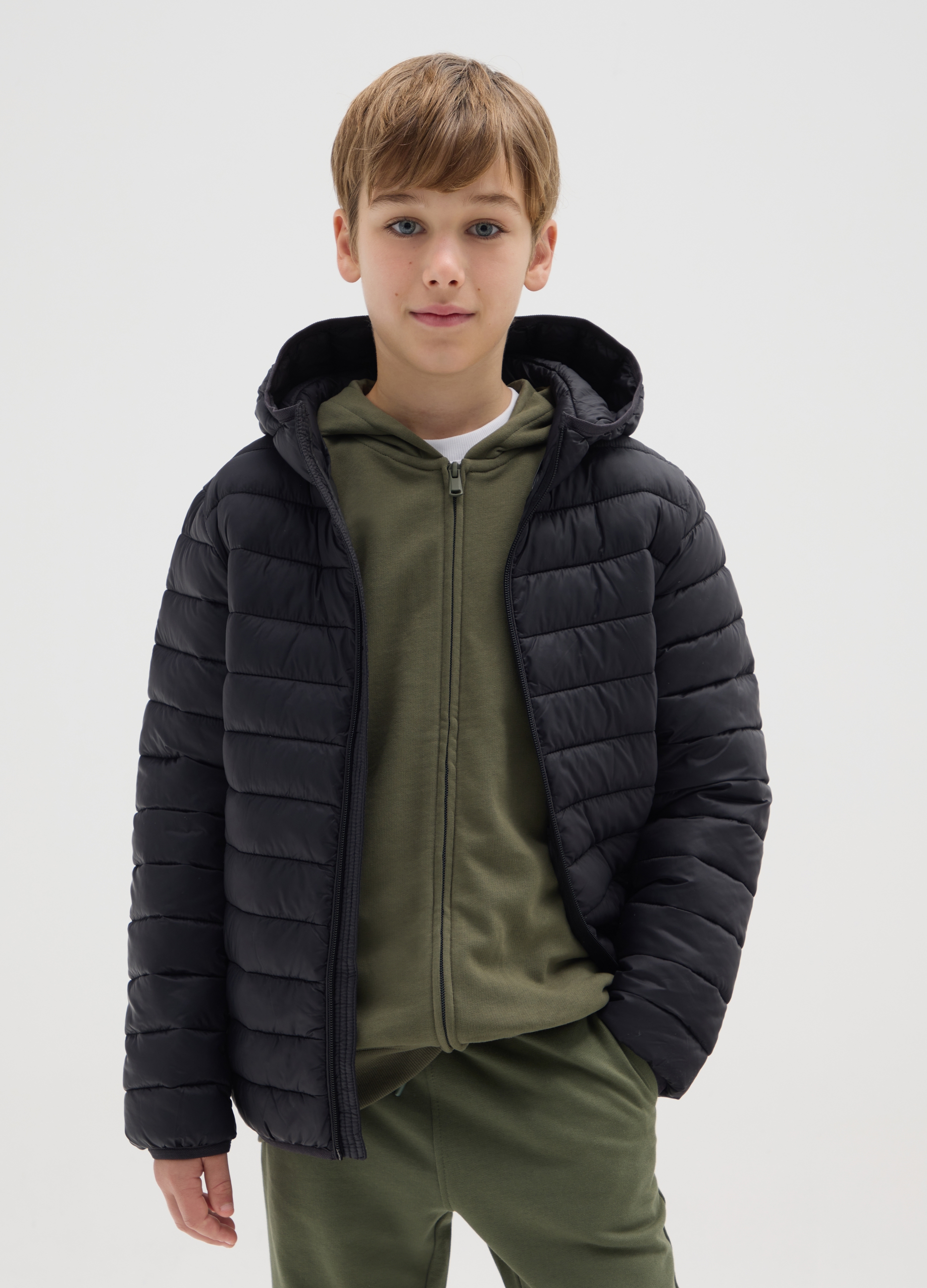 OVS KIDS, Chaqueta De Niño En Mezcla Negra Ajuste Regular, Niño, Gunmetal, Talla: 13-14