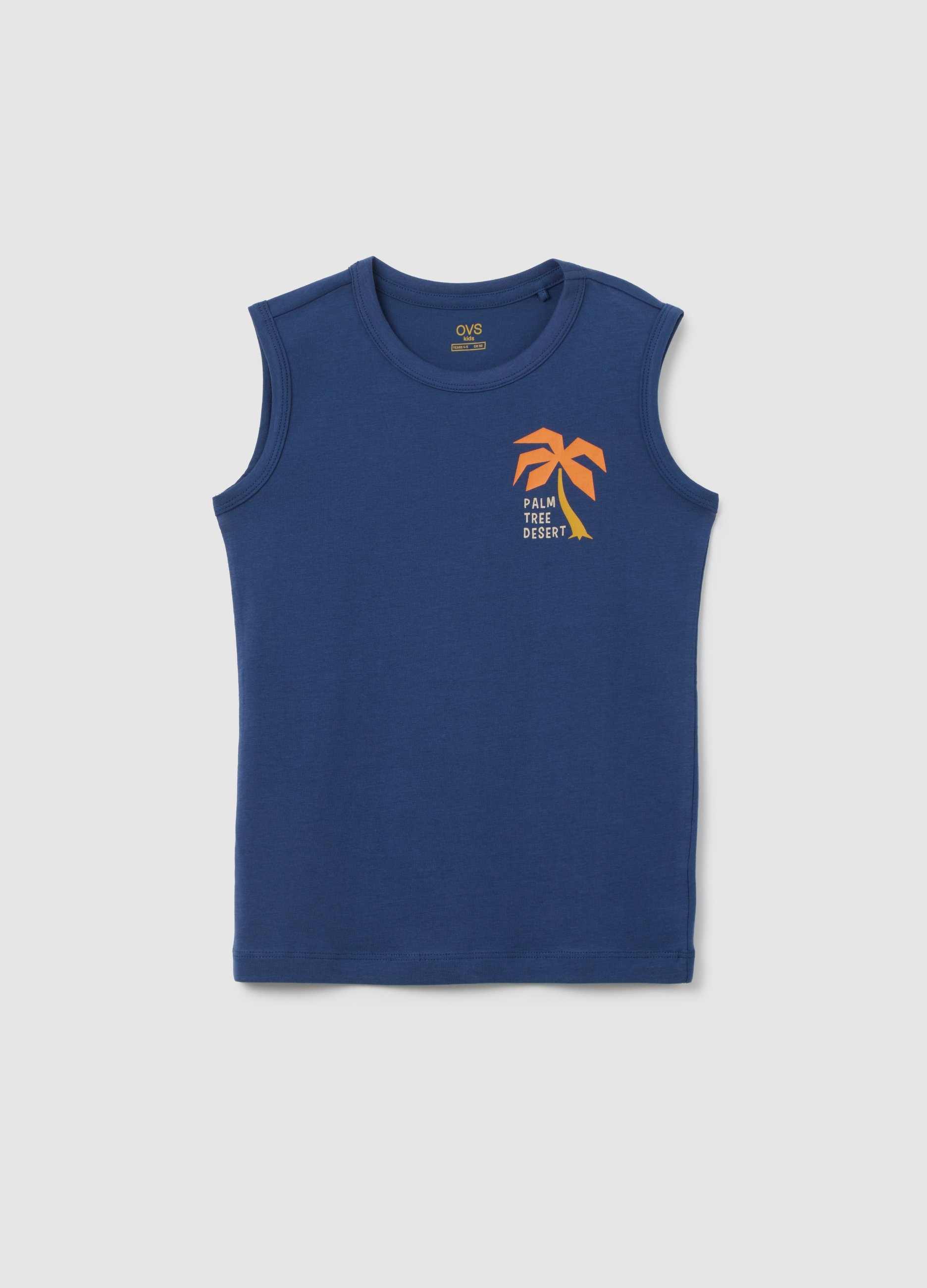 OVS KIDS, Camiseta Sin Mangas Azul De Niño En Algodón Puro Con Ajuste Regular, Niño, Azul oscuro, Talla: 4-5