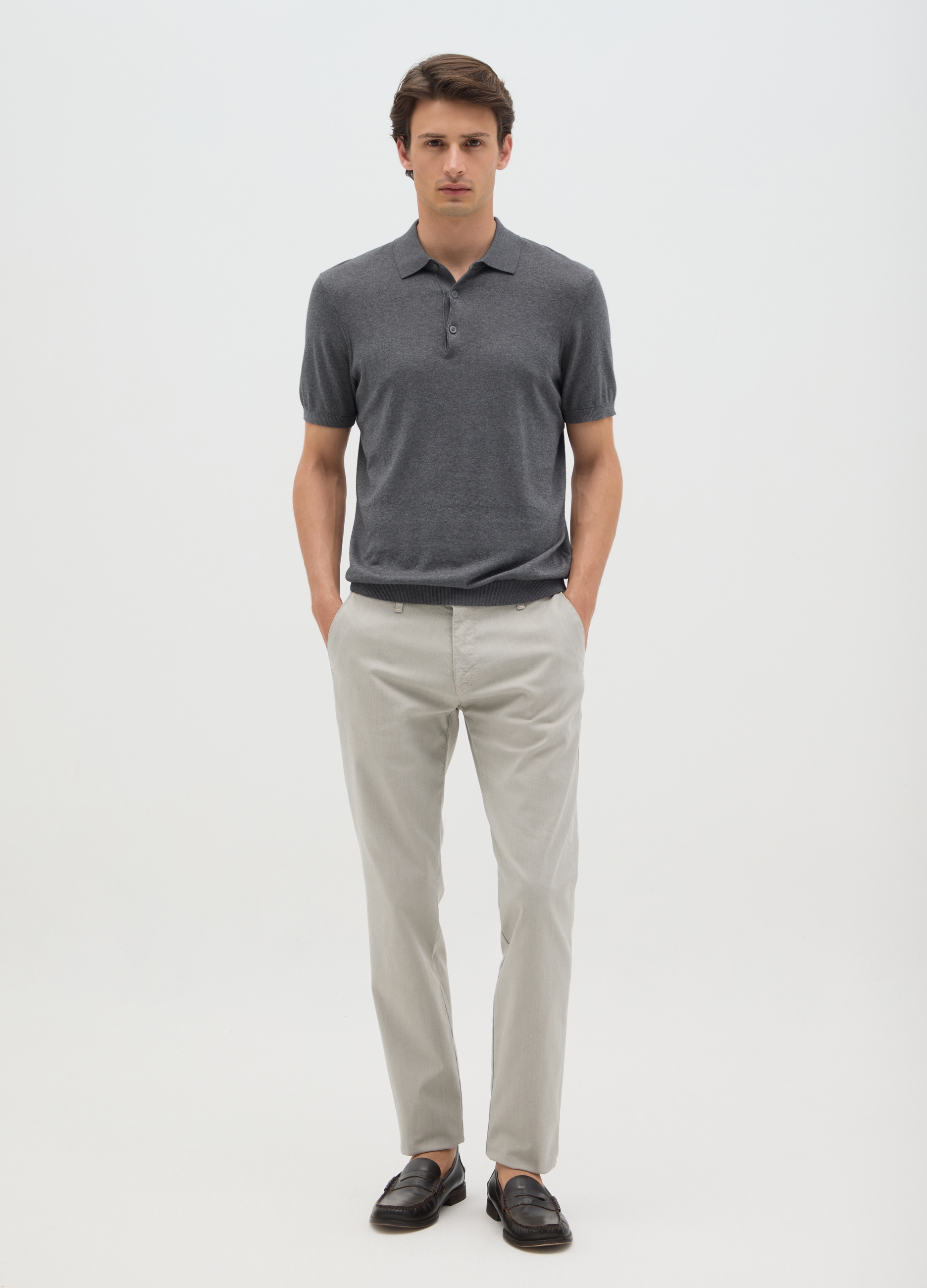 OVS, Pantalones Beiges Ajustados De Algodón Elástico Para Hombre, Hombre, Gris claro, Talla: 44