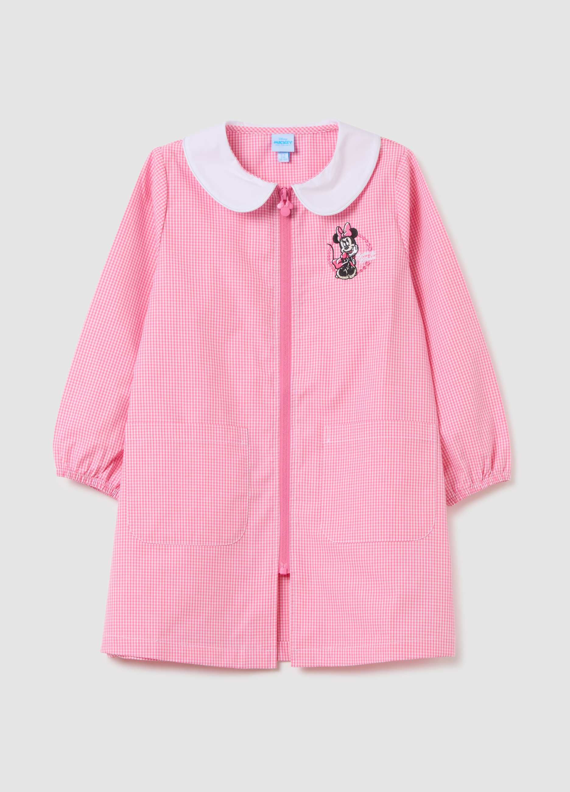 DISNEY, Delantal Escolar Multicolor De Mezcla De Algodón Para Niñas Con Minnie, Niña, Blanco/rosa, Talla: 2-3