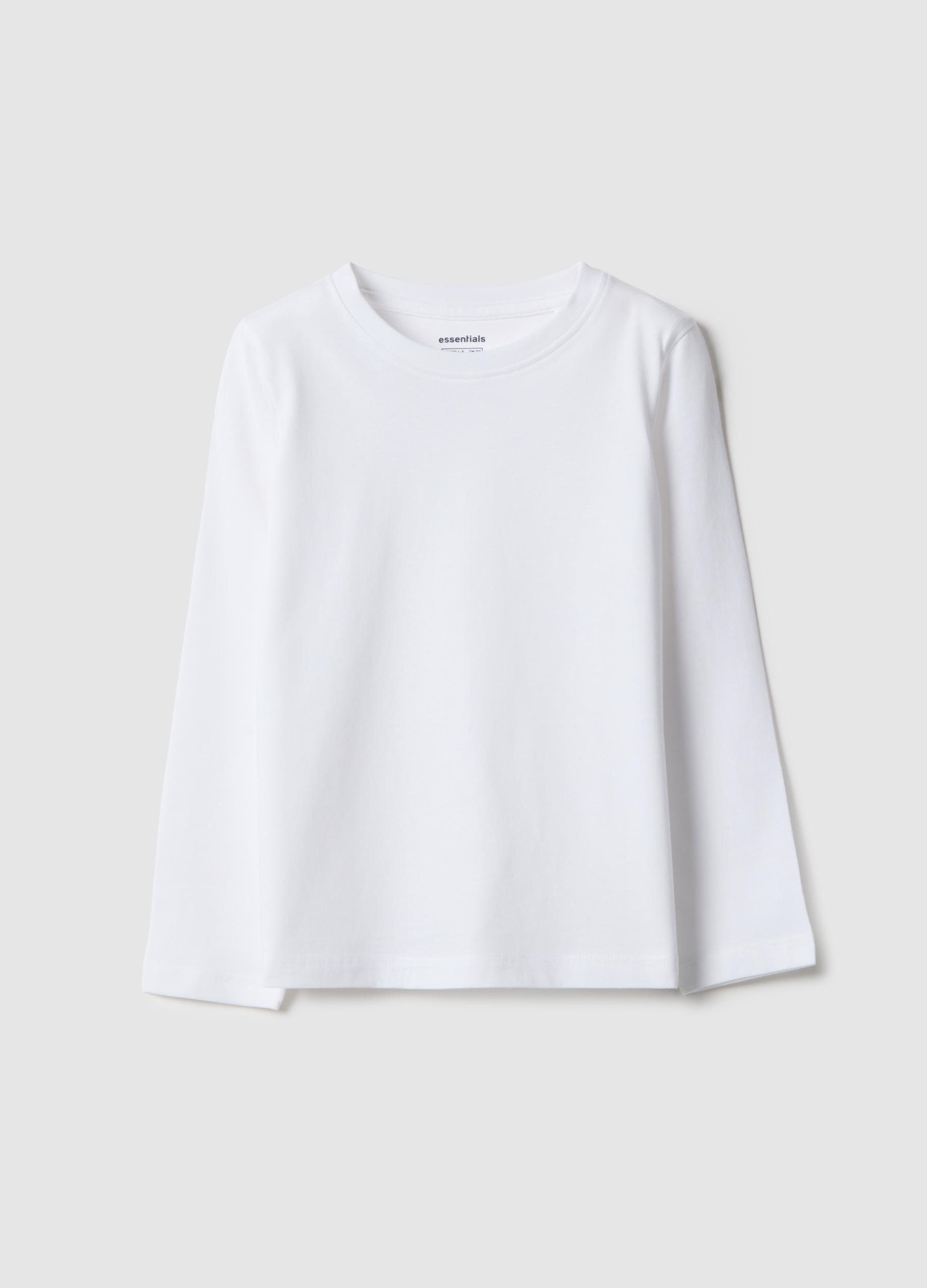 OVS KIDS, T-shirt Bianca A Maniche Lunghe Da Bambina In Puro Cotone Regular Fit, Bianco, Taglia: 3-4