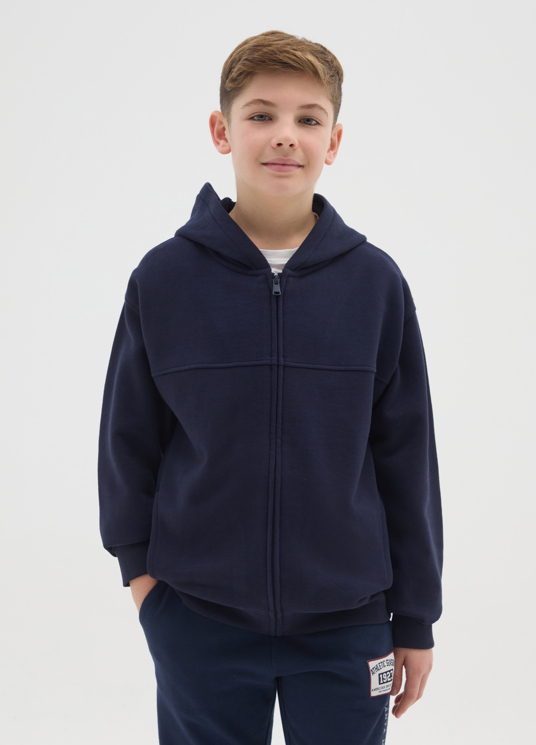 OVS KIDS, Felpa Blu Da Ragazzo Con Cappuccio In Puro Cotone Regular Fit, Bambino, Blu, Taglia: 14-15