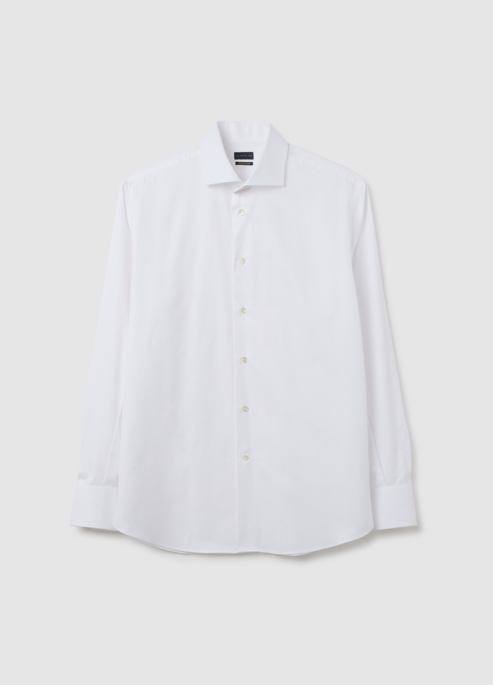 Camisa De Hombre En Puro Algodón Blanco Corte Regular, Hombre, Blanco óptico, Talla: 41