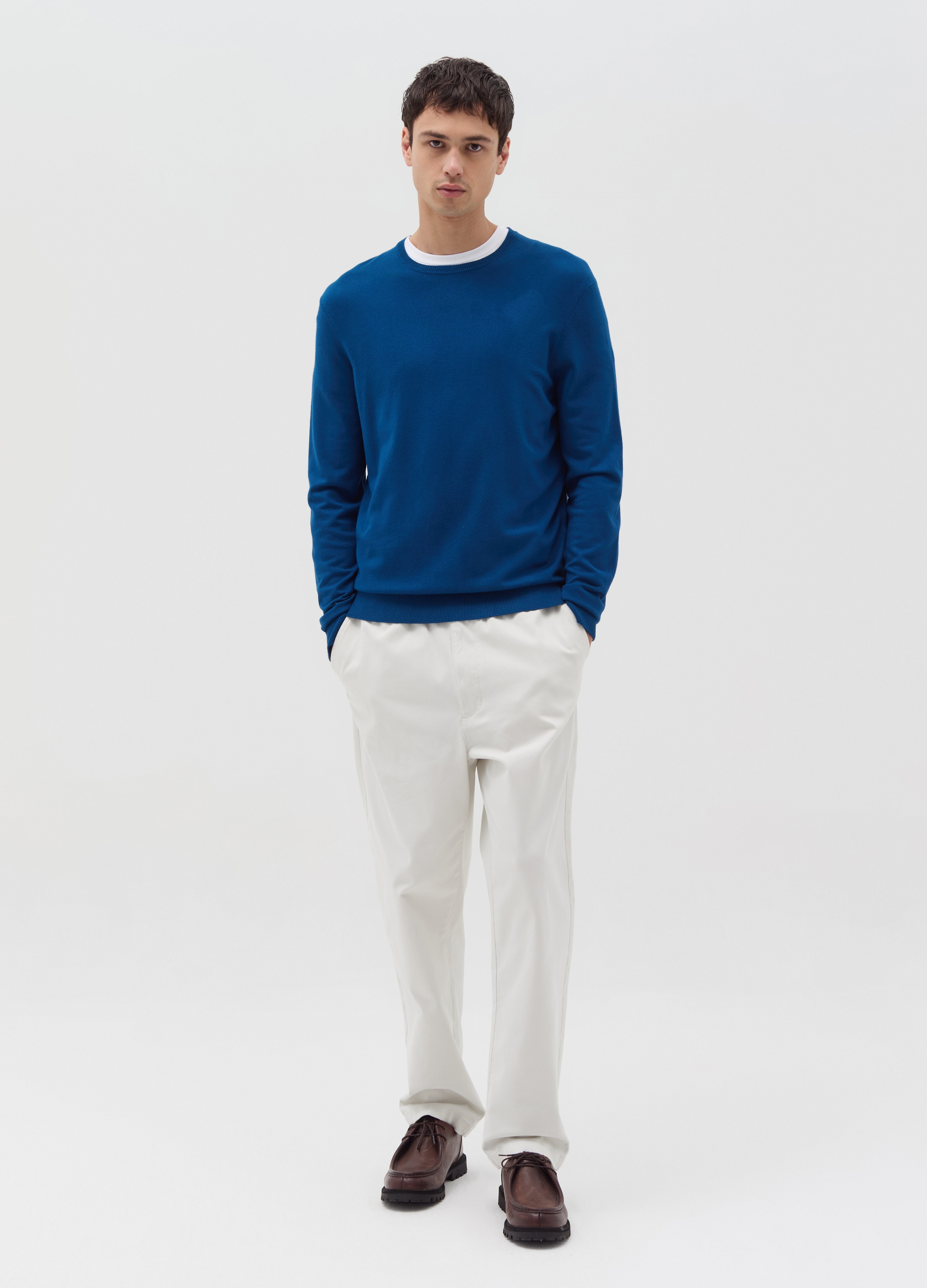 Jersey Con Cuello Redondo, Hombre, Azul marino, Talla: XXL