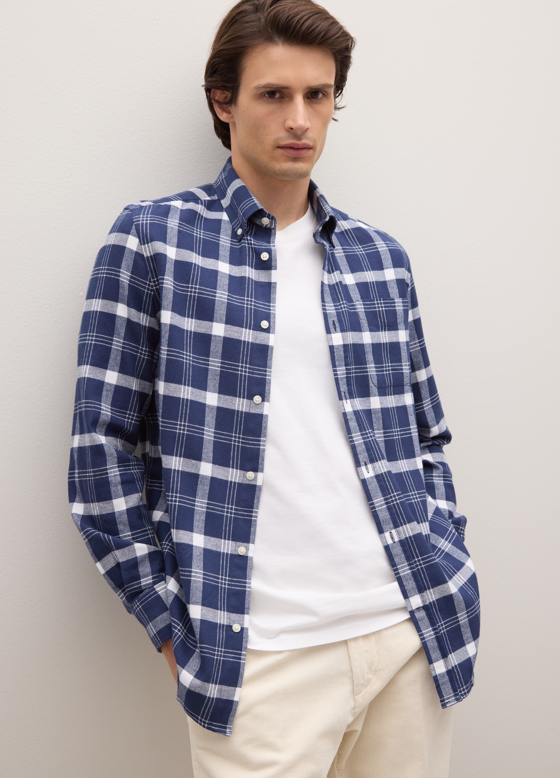 PIOMBO, Camicia A Quadri Multicolor In Puro Cotone Regular Fit In Flanella, Uomo, Multicolor, Taglia: M