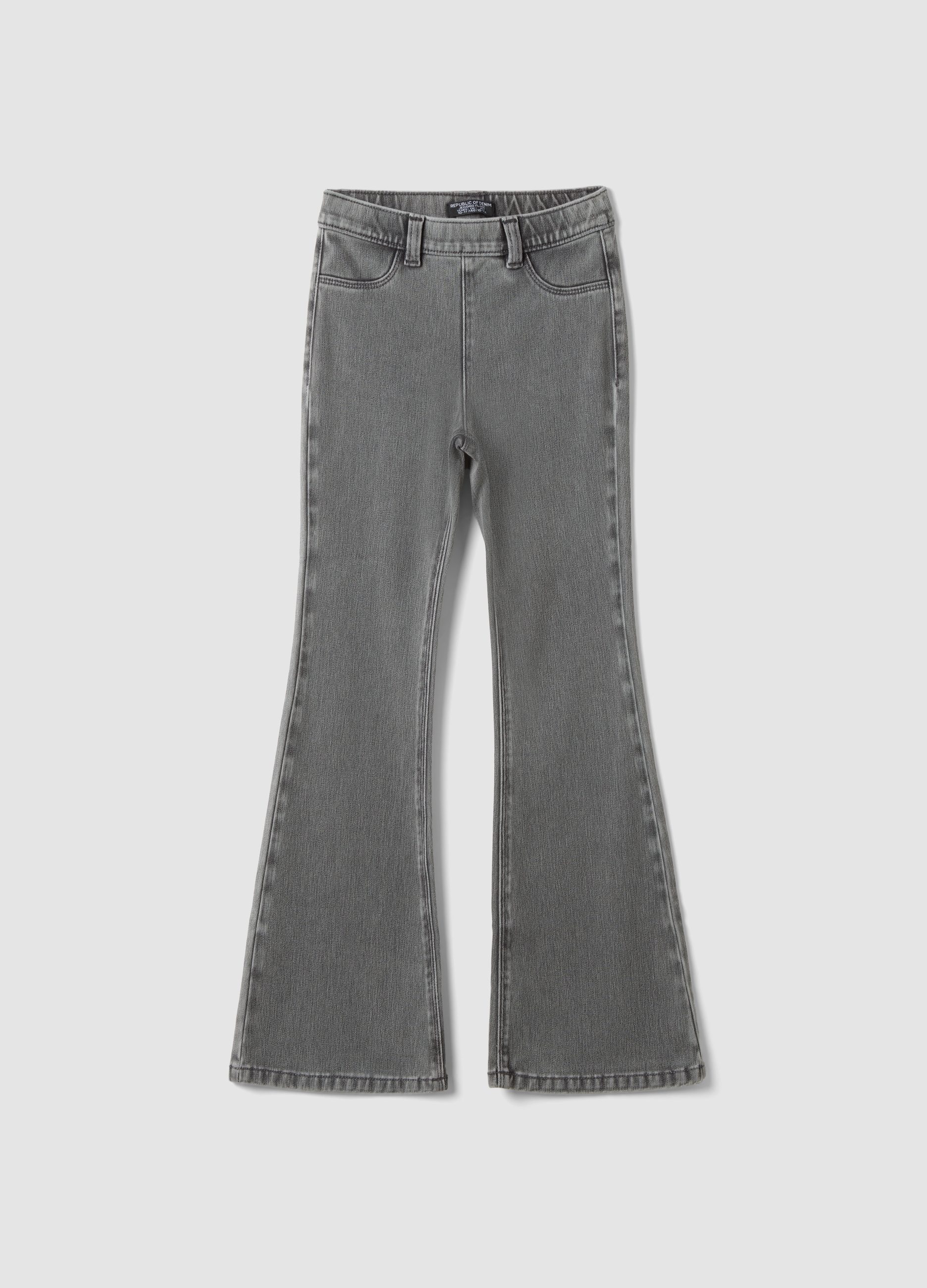 REPUBLIC OF DENIM, Jeggings Grigi Flare Fit In Cotone Elasticizzato Per Ragazza, Bambina, Grigio, Taglia: 10-11