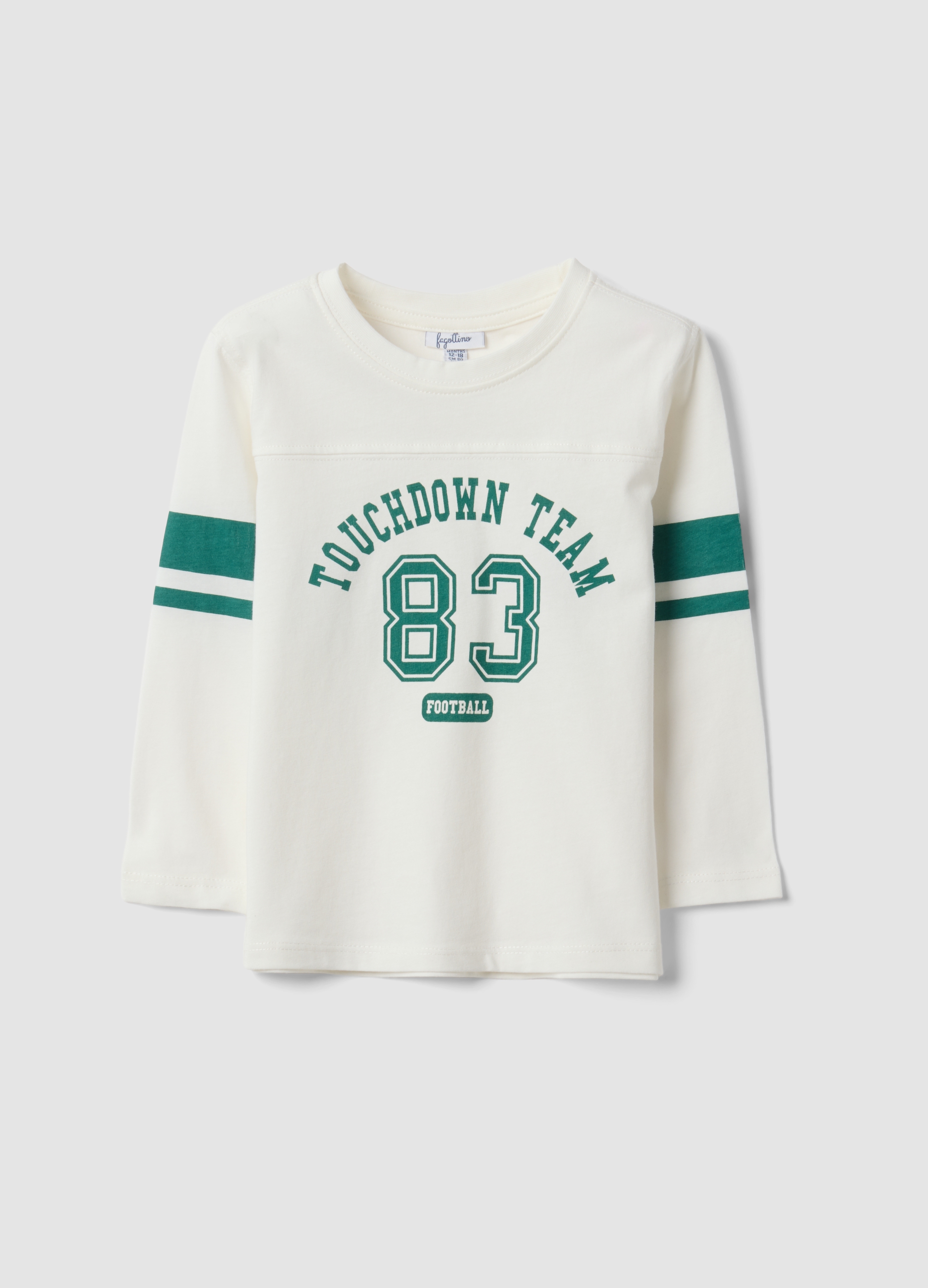 FAGOTTINO, T-shirt Bianca In Puro Cotone Organico Con Girocollo Per Bimbo, Bambino, Bianco, Taglia: 12-18