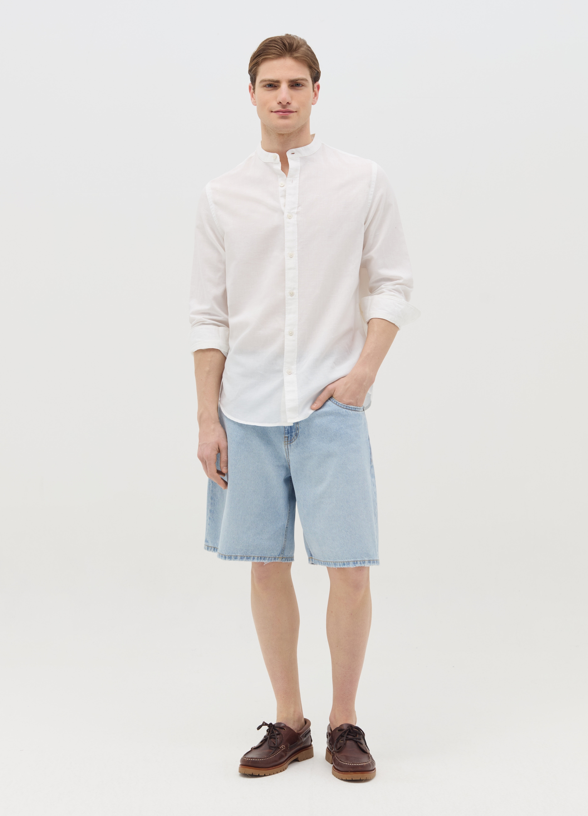 OVS , Bermuda Baggy Fit In Denim Cinque Tasche, Uomo, Denim, Taglia: 46