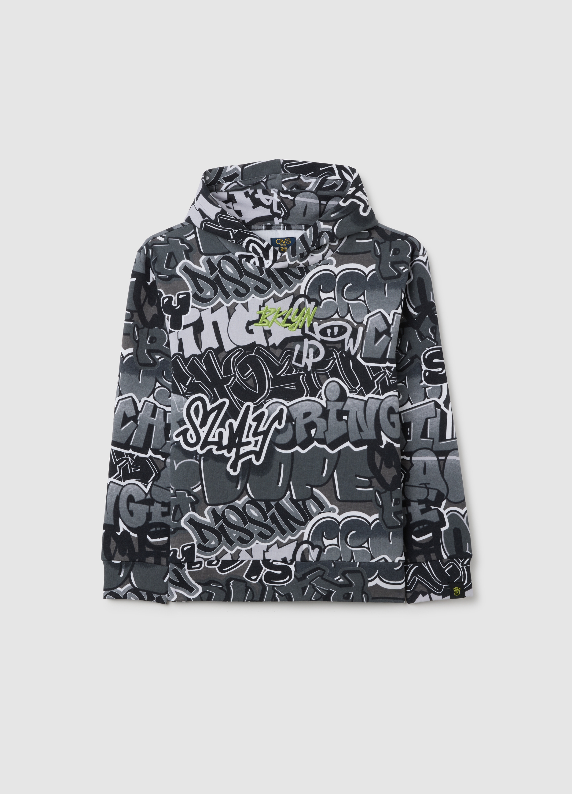 Felpa Da Ragazzo In Misto Cotone Grigia Regular Fit, Niño, Negro/Blanco, Talla: 10-11