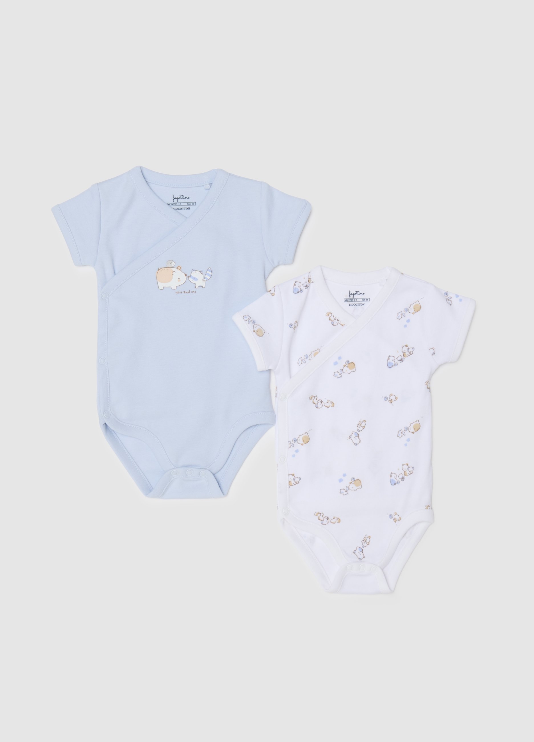 Bipack De Bodies Multicolor Para Recién Nacido En Algodón Puro, Bebé Niño, Blanco/azul claro, Talla: 1-3