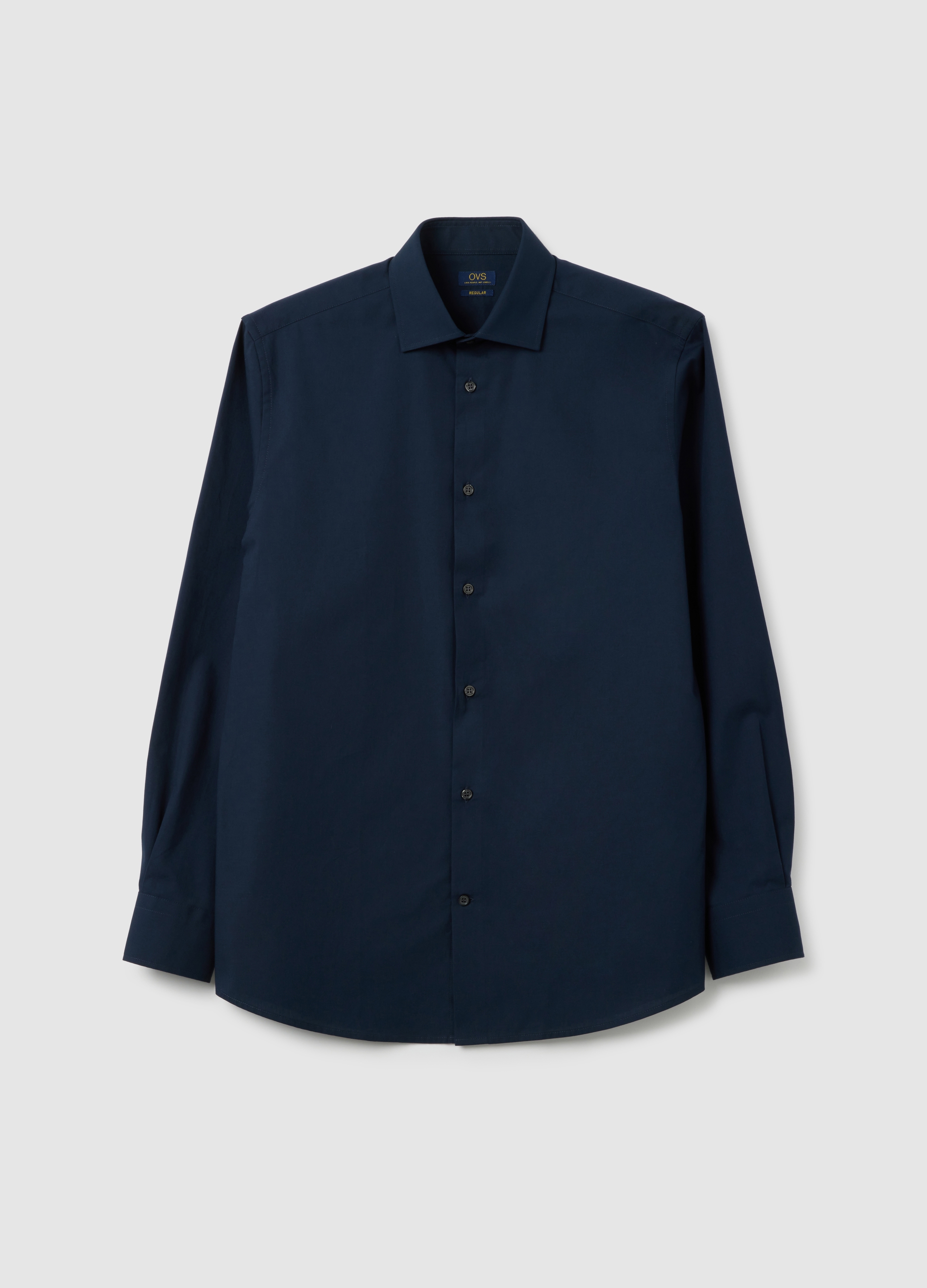 Camisa De Hombre En Algodón Azul Puro, Ajuste Regular, Fácil Planchado, Hombre, Blu Bluette, Talla: 42