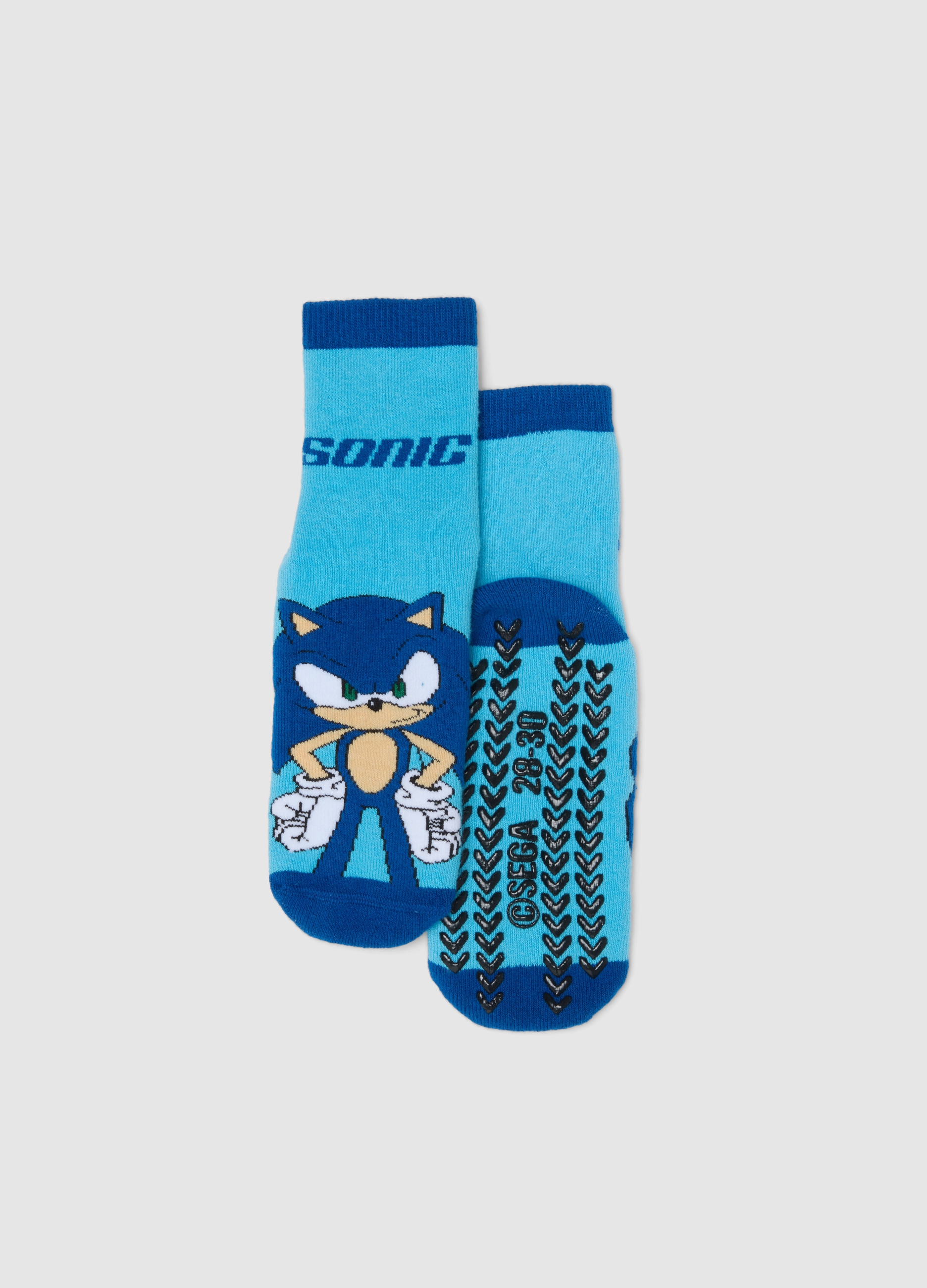 MARVEL, Calcetines Cortos Multicolor De Algodón Elástico Para Niños Con Sonic, Niño, Azul/azul claro, Talla: 28/30